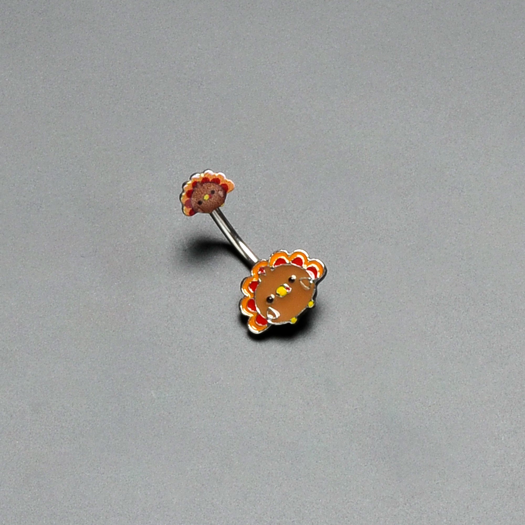 Cute Colorful Turkey Thanksgiving Double Mount Belly Ring