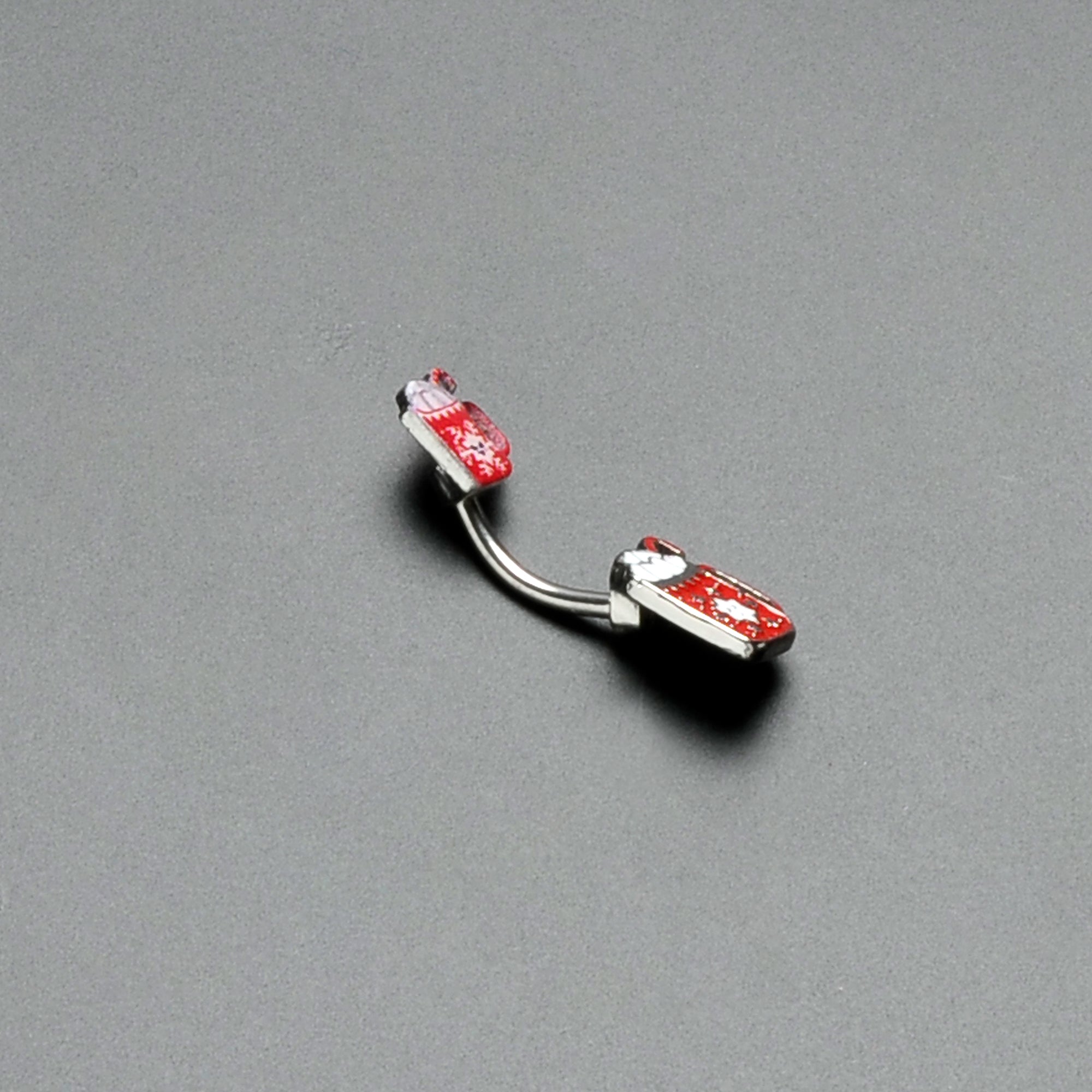 Sweet Red Hot Cocoa Marshmallow Holiday Double Mount Belly Ring