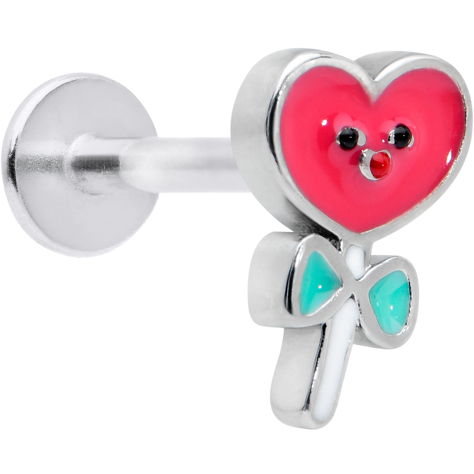 16 Gauge 5/16 Sweet Happy Heart Lollipop Labret Monroe Tragus