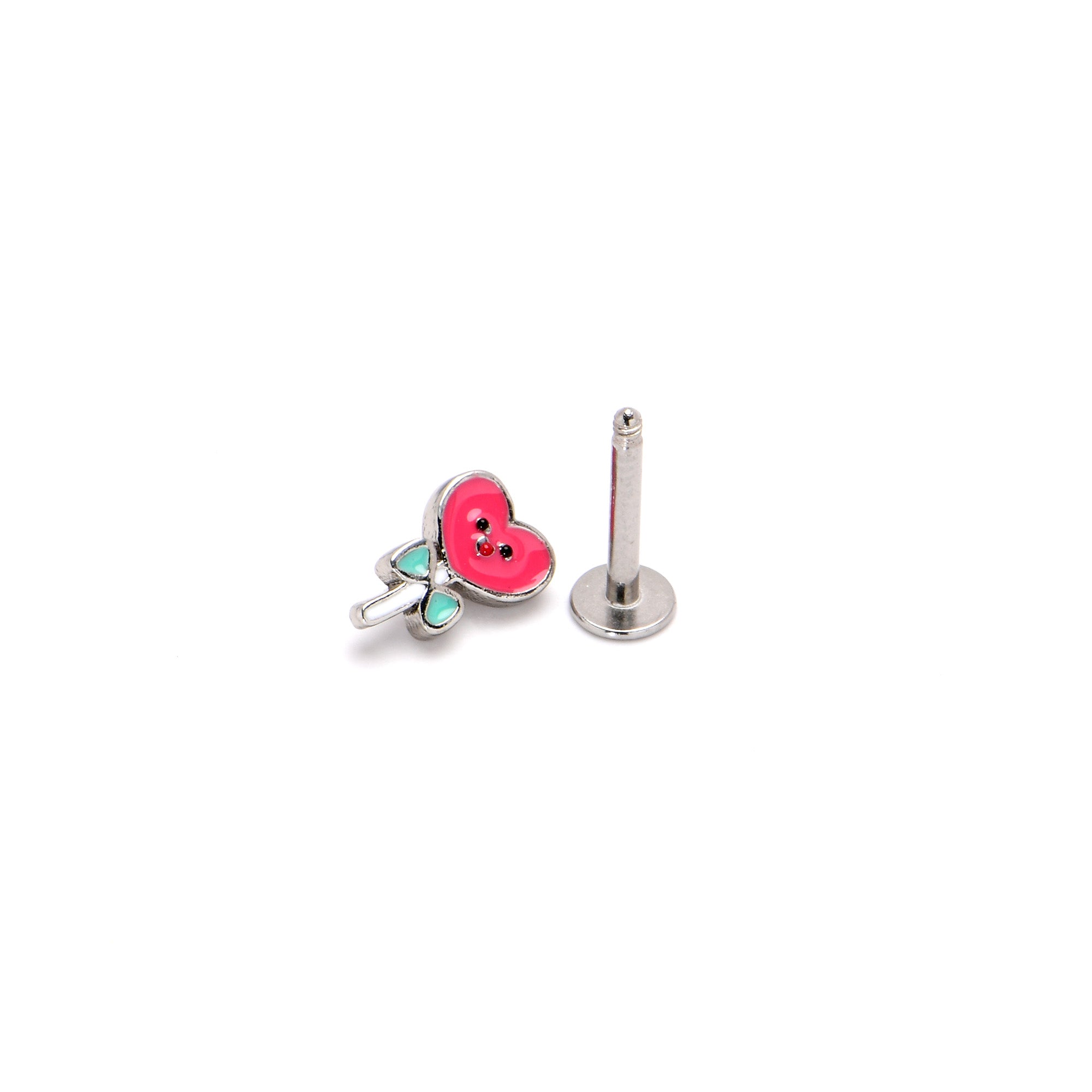 16 Gauge 5/16 Sweet Happy Heart Lollipop Labret Monroe Tragus