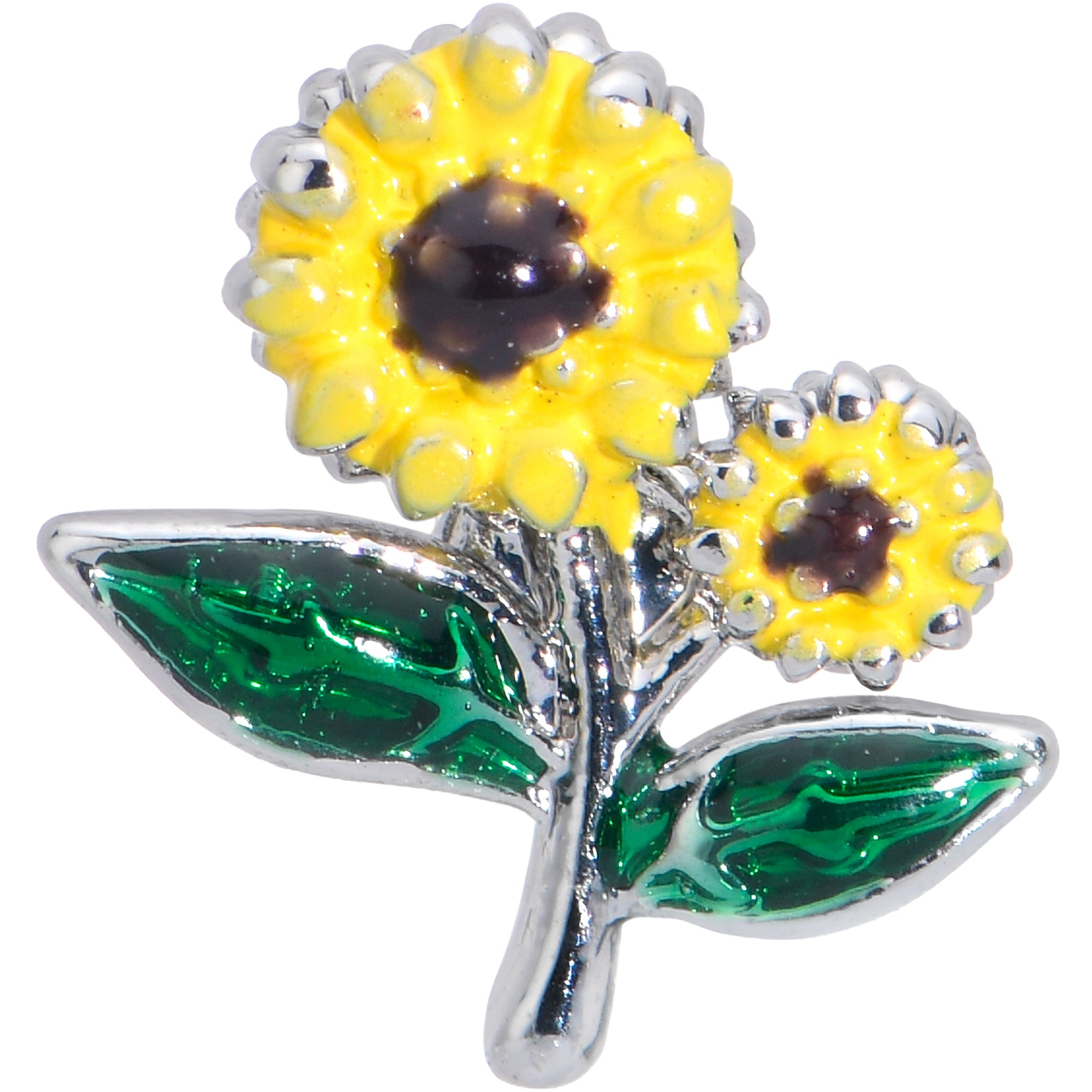 16 Gauge 5/16 Cheery Inlay Sunflowers Labret Monroe Tragus