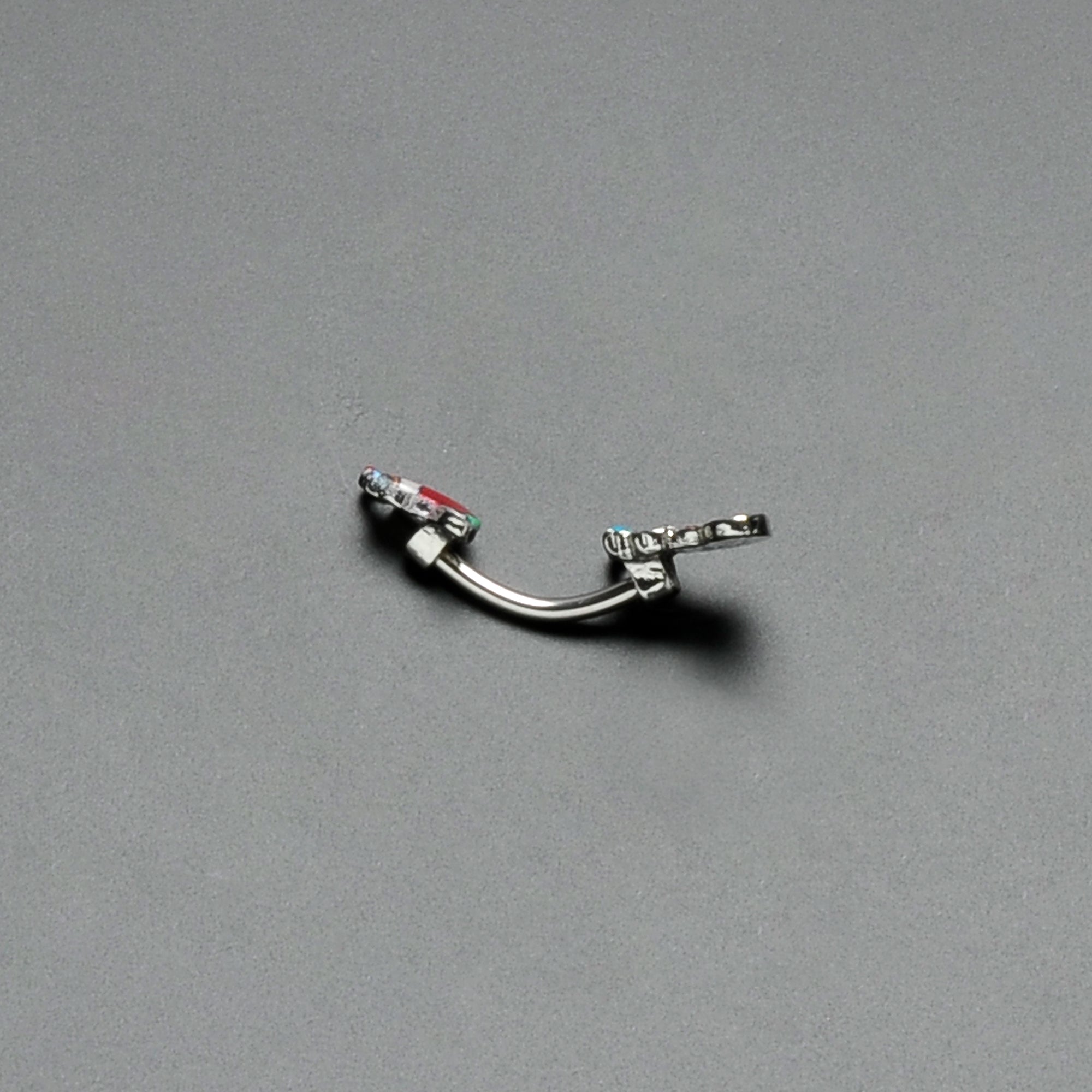 Merry Christmas Stockings Red Green Double Mount Belly Ring