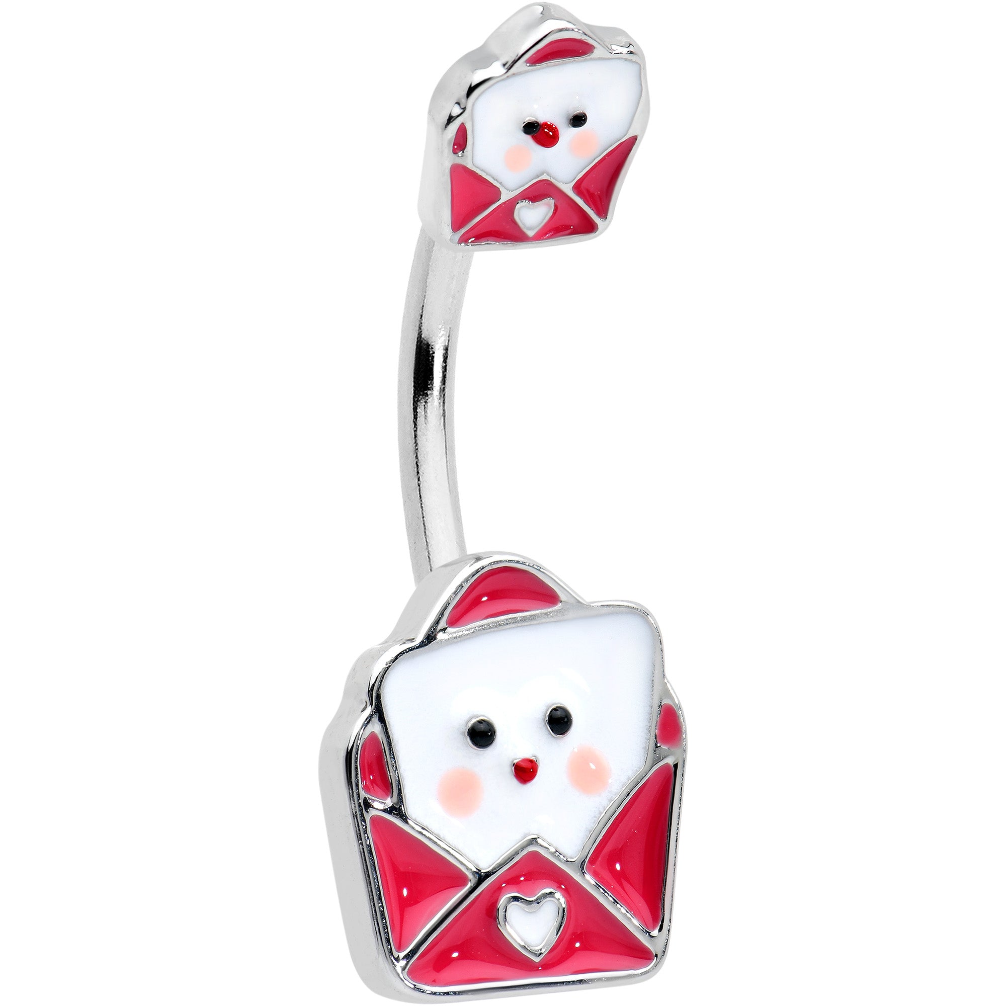 Sweet Love Letter Valentines Day Double Mount Belly Ring