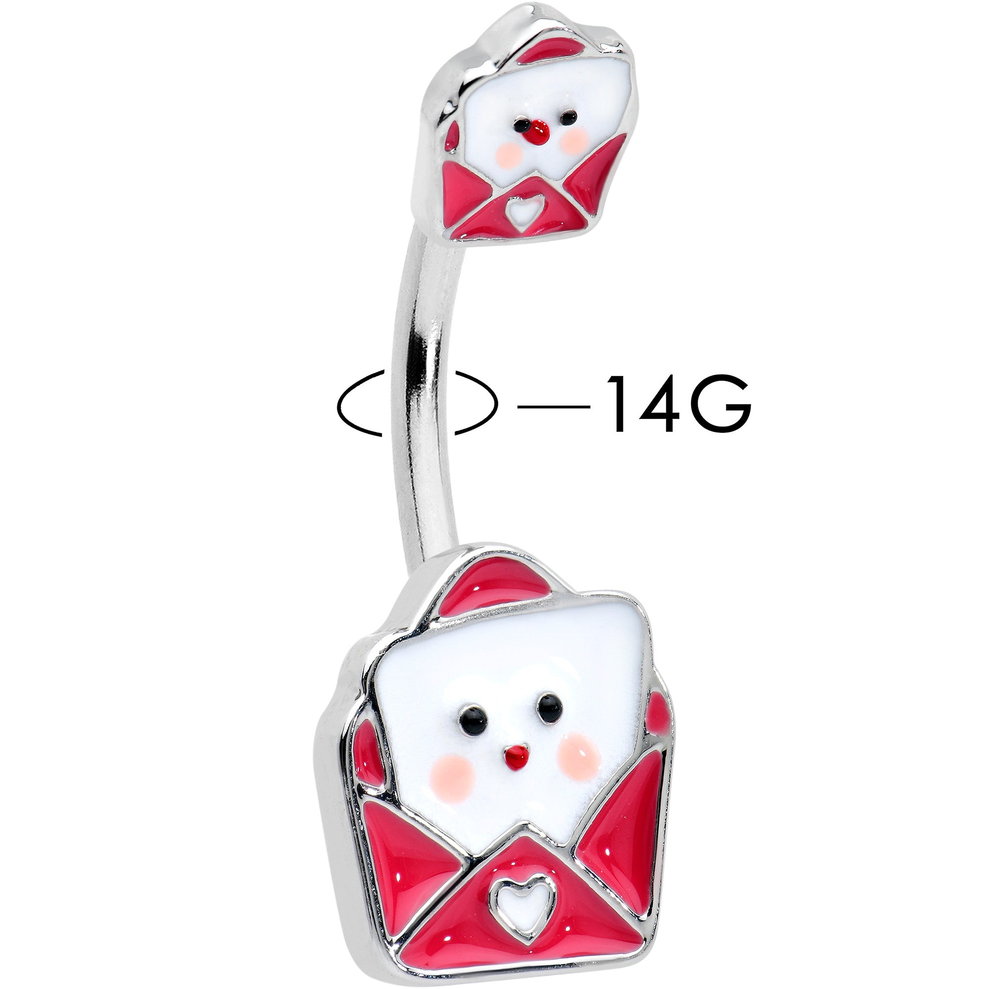 Sweet Love Letter Valentines Day Double Mount Belly Ring