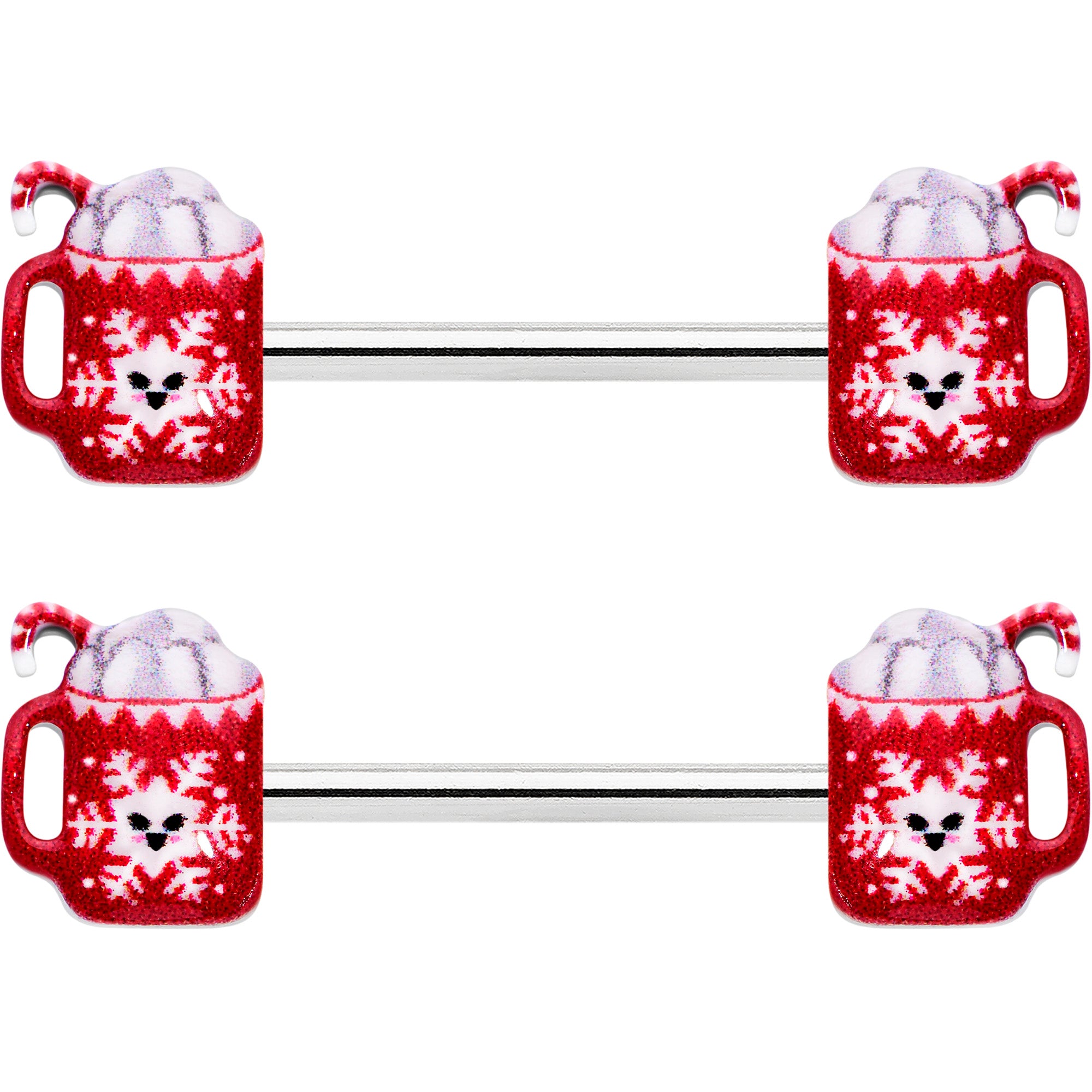 14 Gauge 9/16 Sweet Hot Cocoa Holiday Barbell Holiday Nipple Ring Set