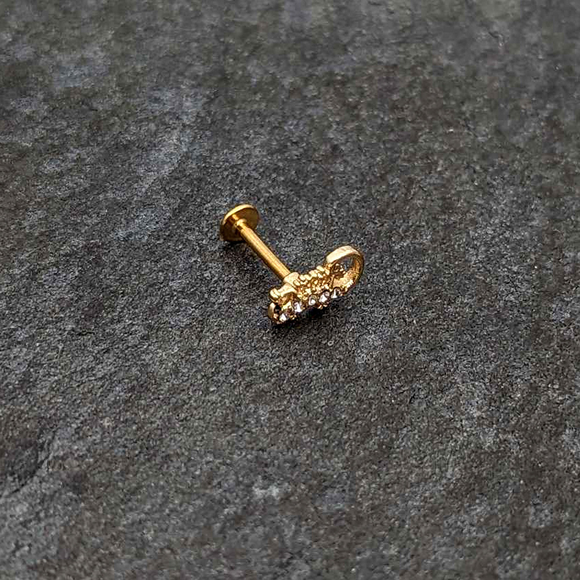 16 Gauge 5/16 Clear Gem Gold Tone Luscious Lizard Labret Monroe Tragus