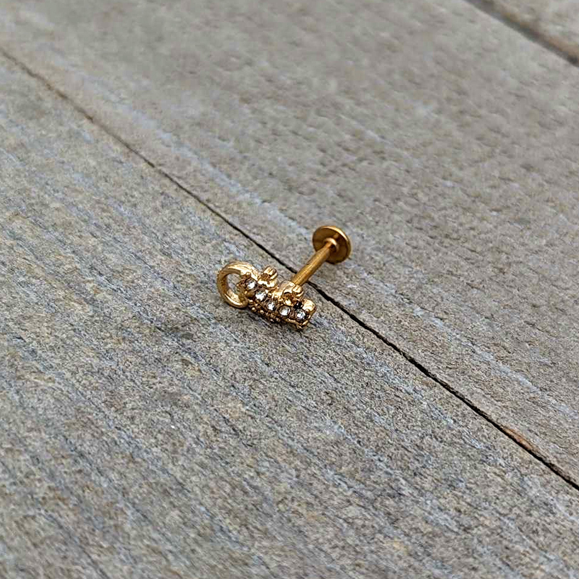 16 Gauge 5/16 Clear Gem Gold Tone Luscious Lizard Labret Monroe Tragus