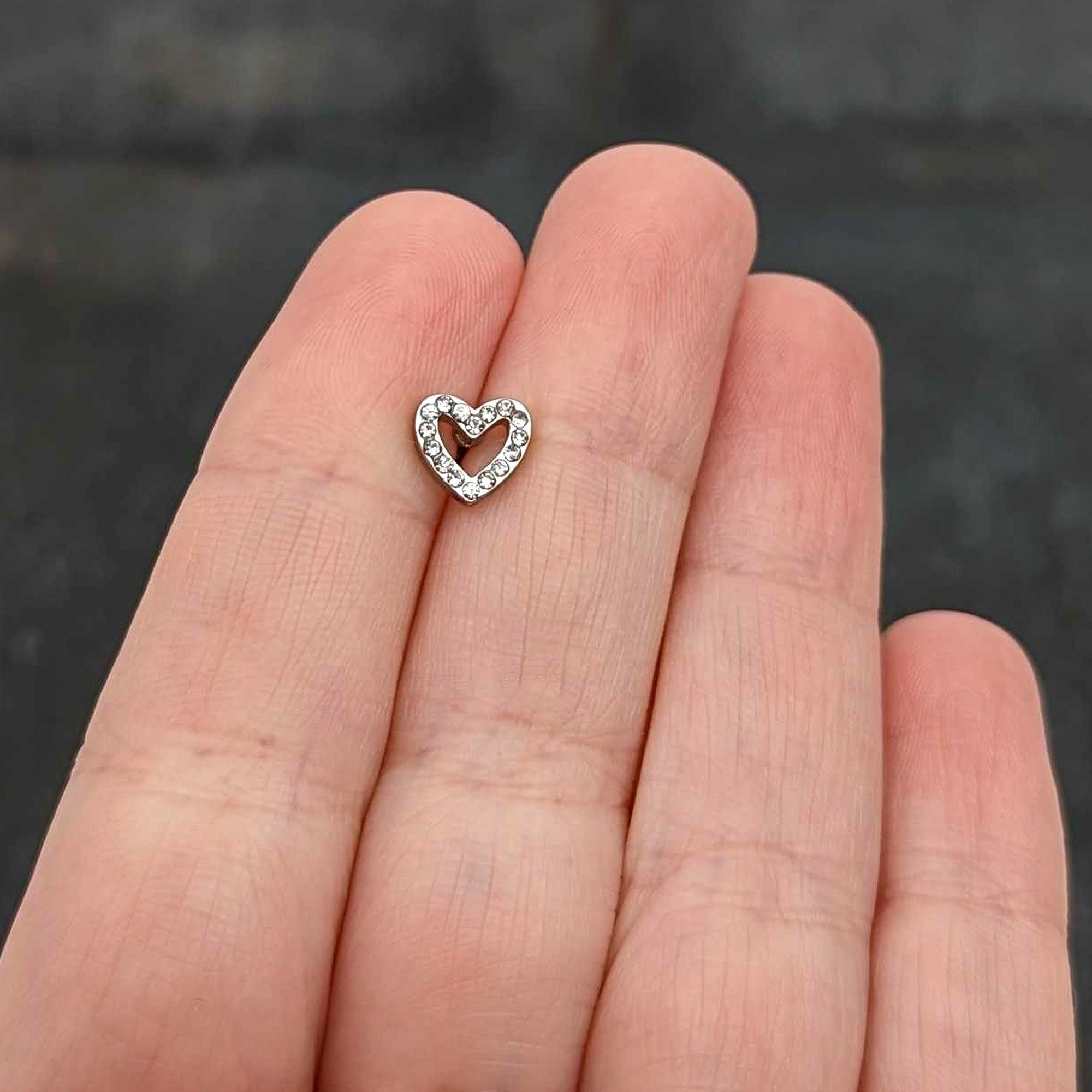 16 Gauge 1/4 Clear Gem Open Heart Valentine Cartilage Tragus Earring