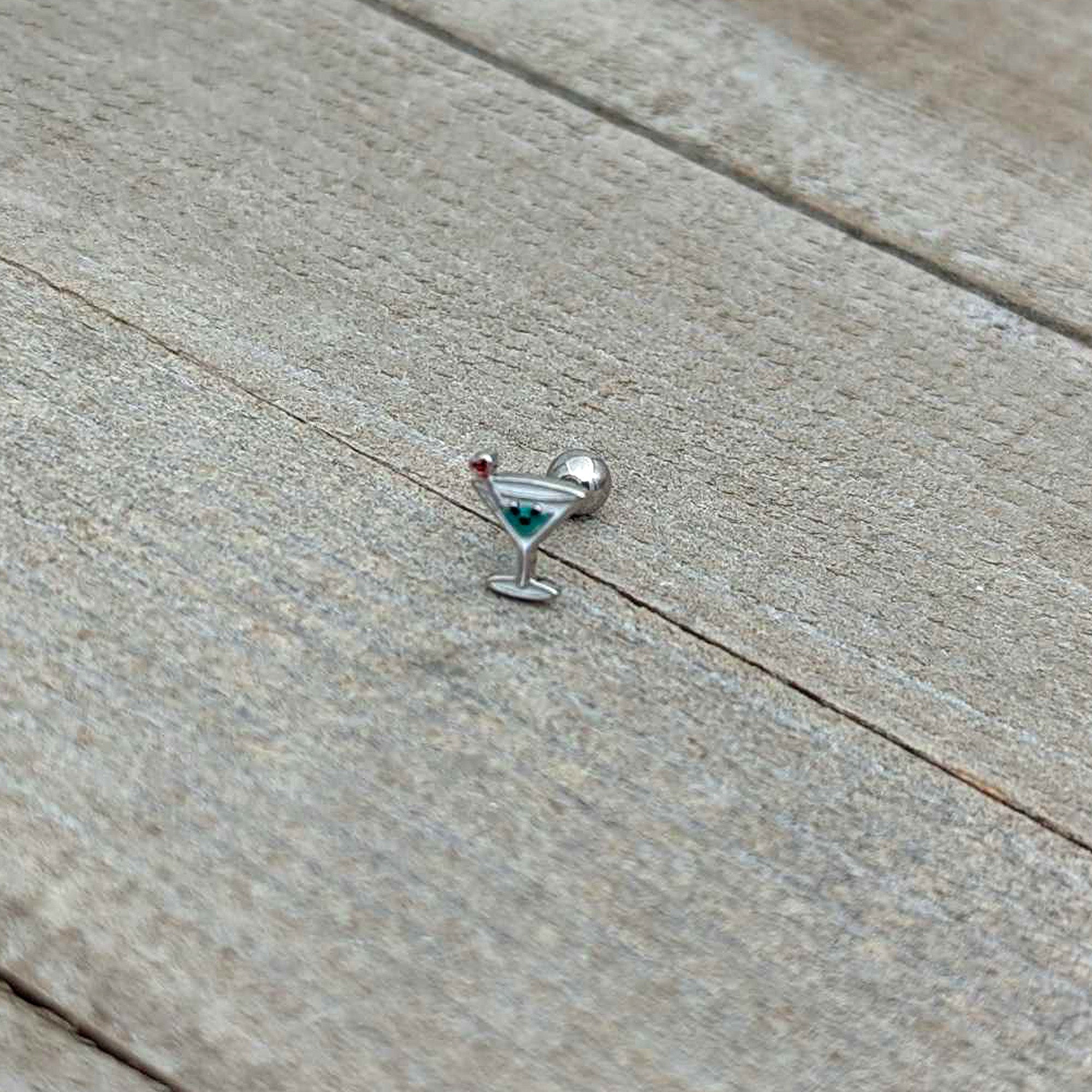 16 Gauge 1/4 Sweet Martini Glass Heart Cartilage Tragus Earring