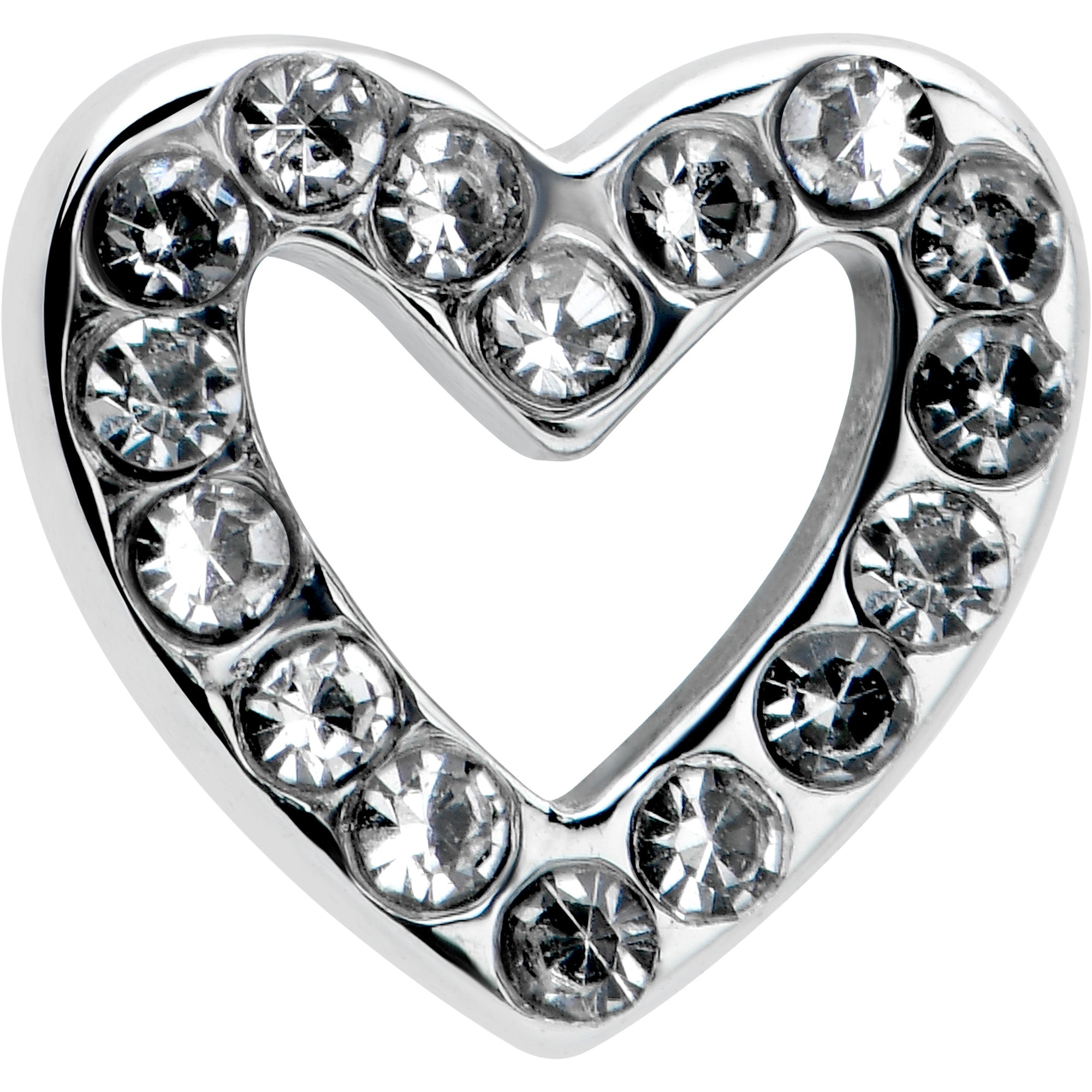 16 Gauge 5/16 Clear Gem Open Heart Valentine Labret Monroe Tragus