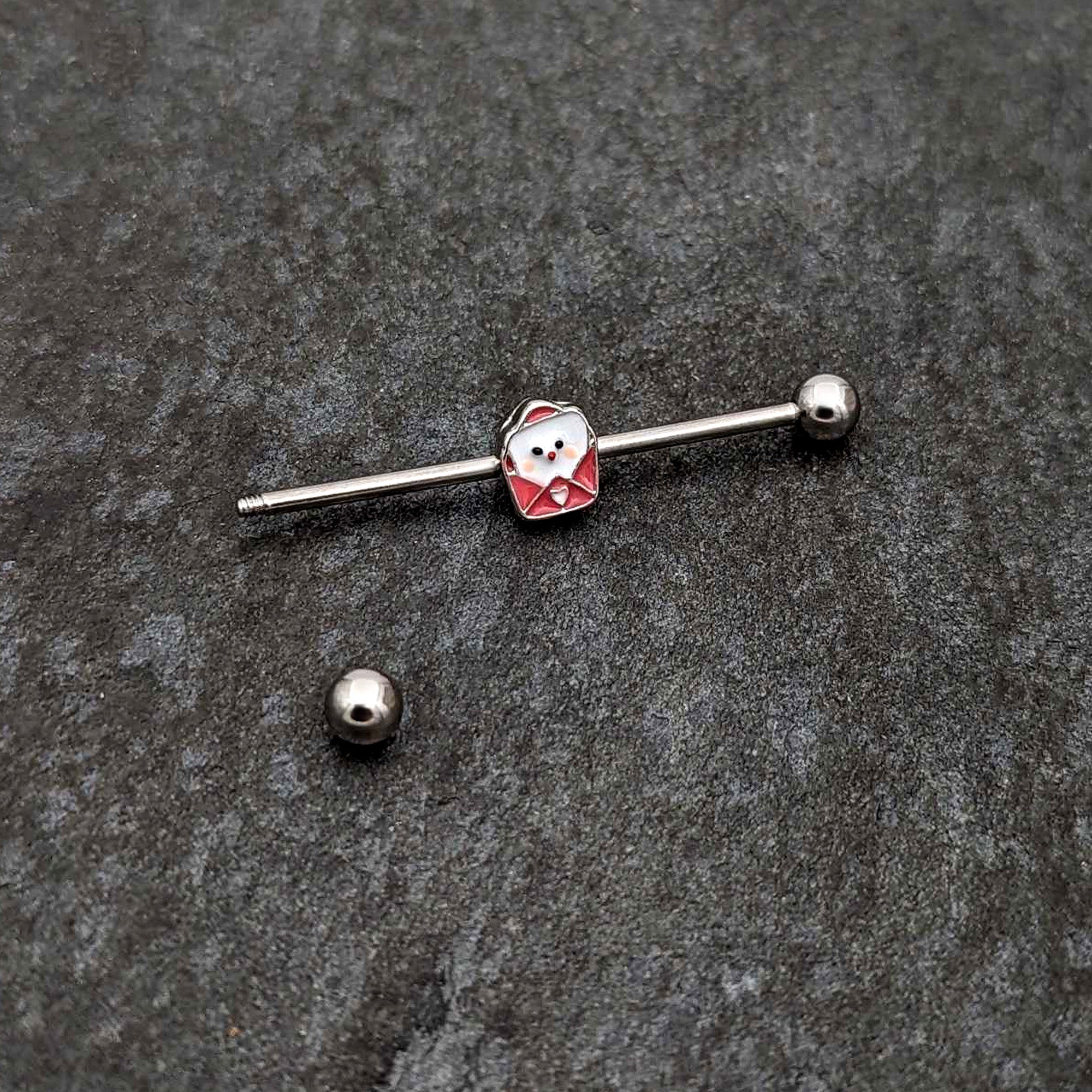 14 Gauge Sweet Love Letter Valentine Industrial Barbell 38mm