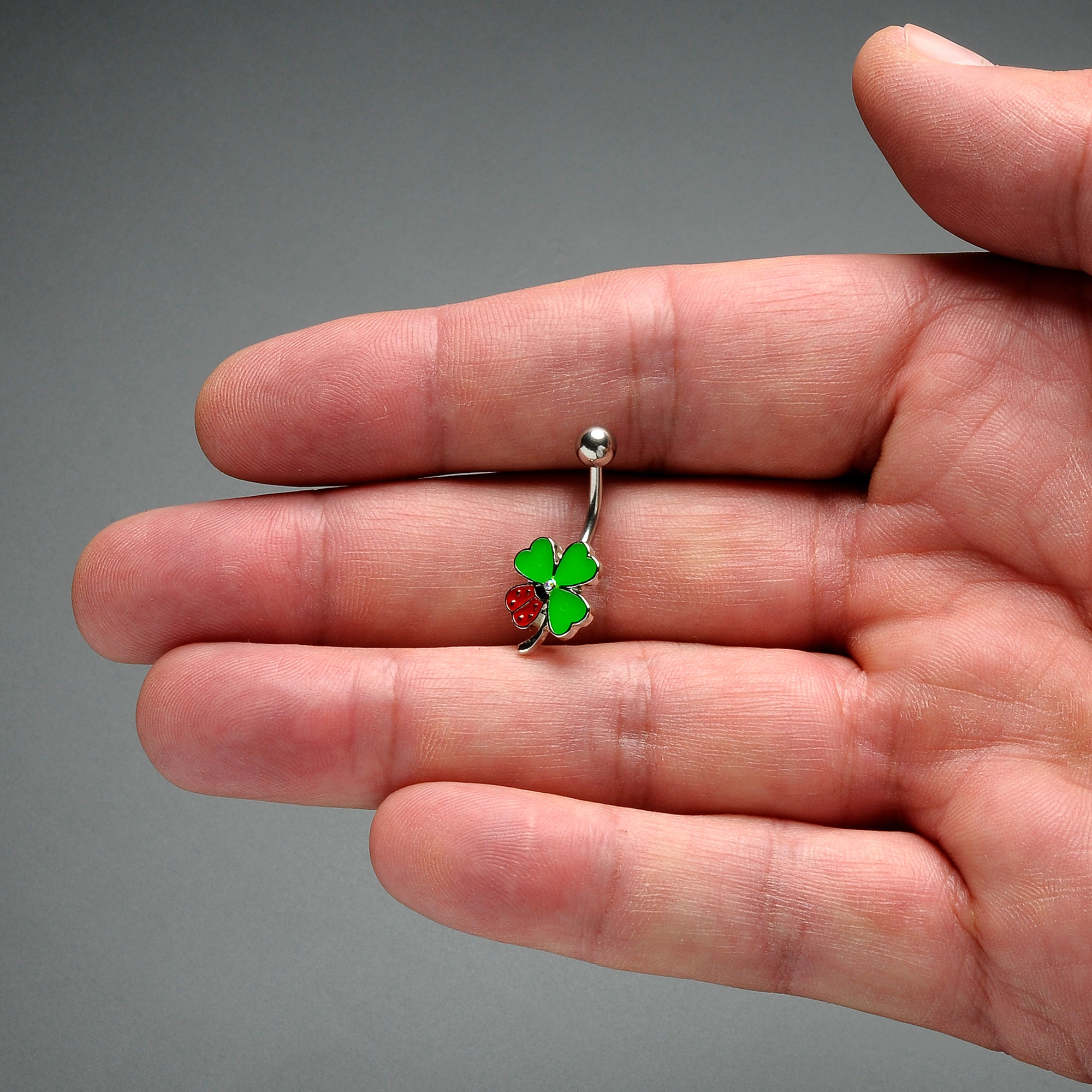 Ladybug Shamrock St Patricks Day Belly Ring