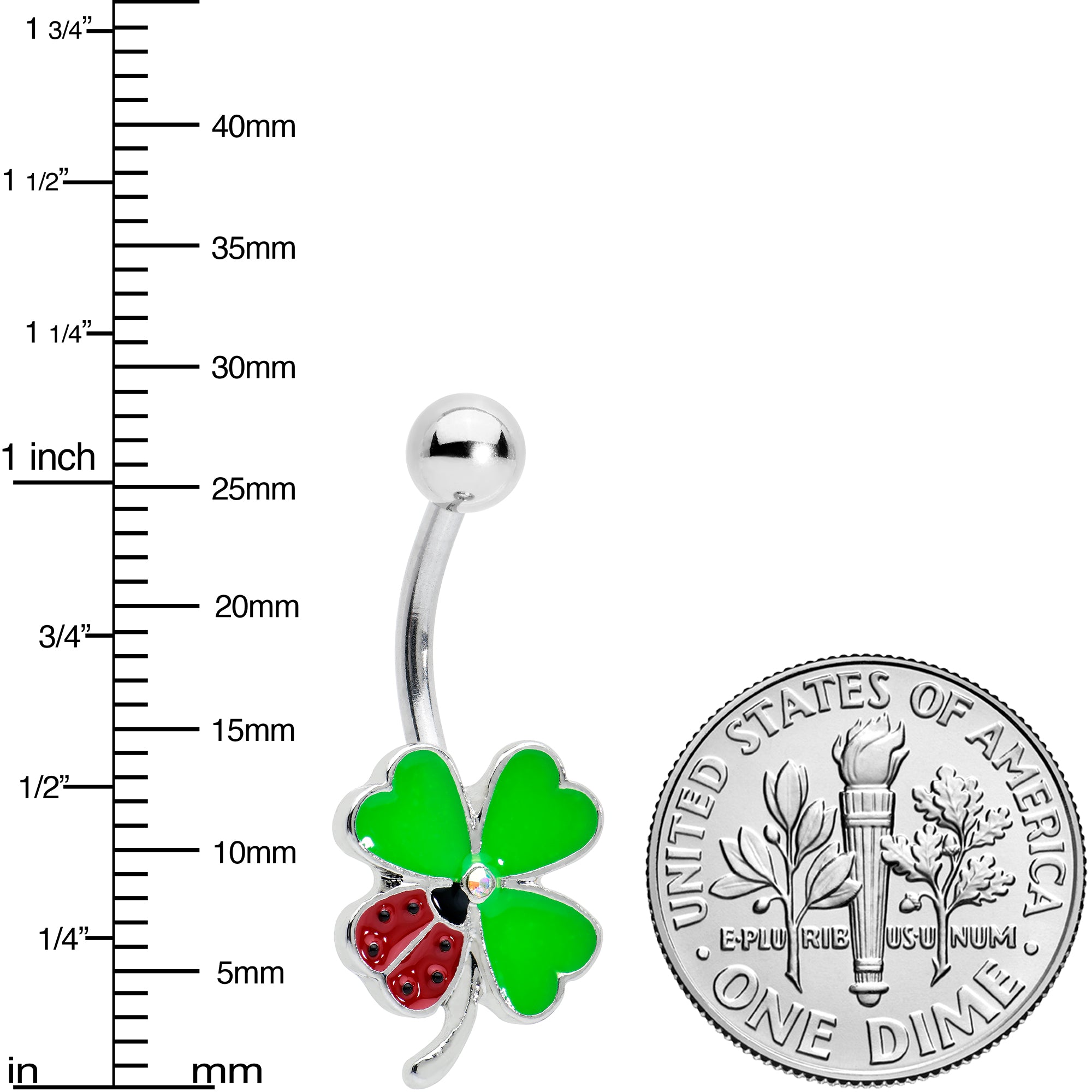 Ladybug Shamrock St Patricks Day Belly Ring