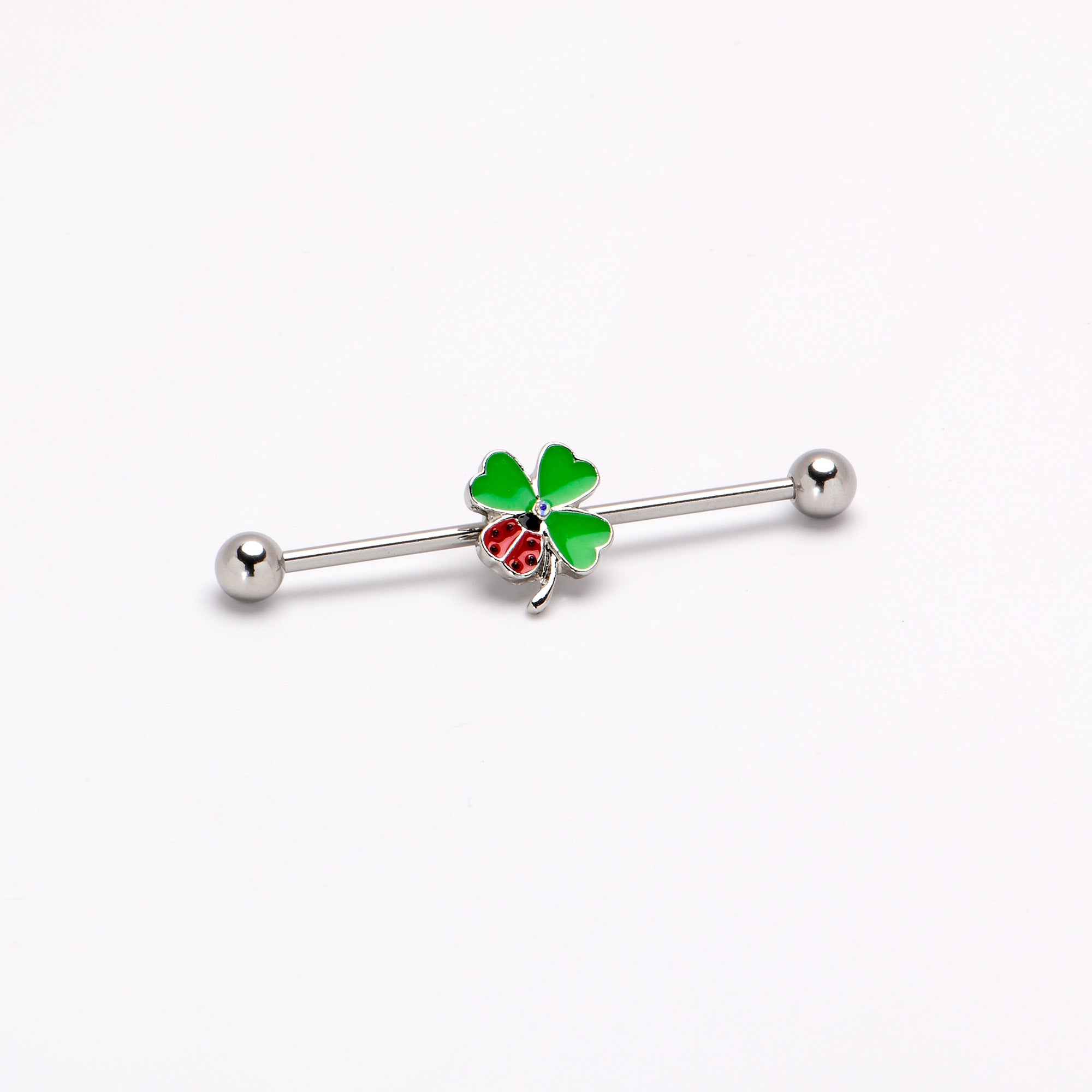 14 Gauge Ladybug Shamrock St Patricks Day Industrial Barbell 38mm