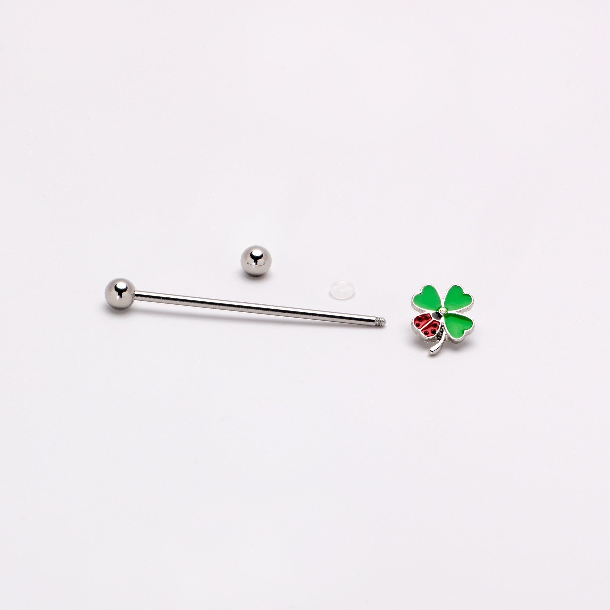 14 Gauge Ladybug Shamrock St Patricks Day Industrial Barbell 38mm