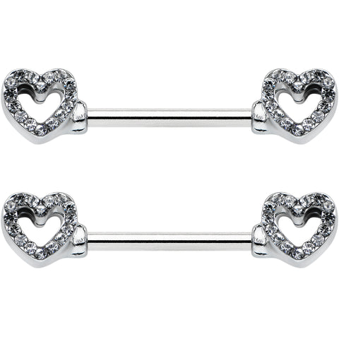 Body Candy Stainless Steel Clear Accent Barbell Nipple Ring Set 14 Gauge  9/16 