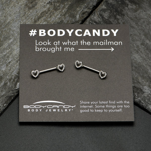 14 Gauge 9/16 Clear CZ Gem Barbell Nipple Ring Set – BodyCandy