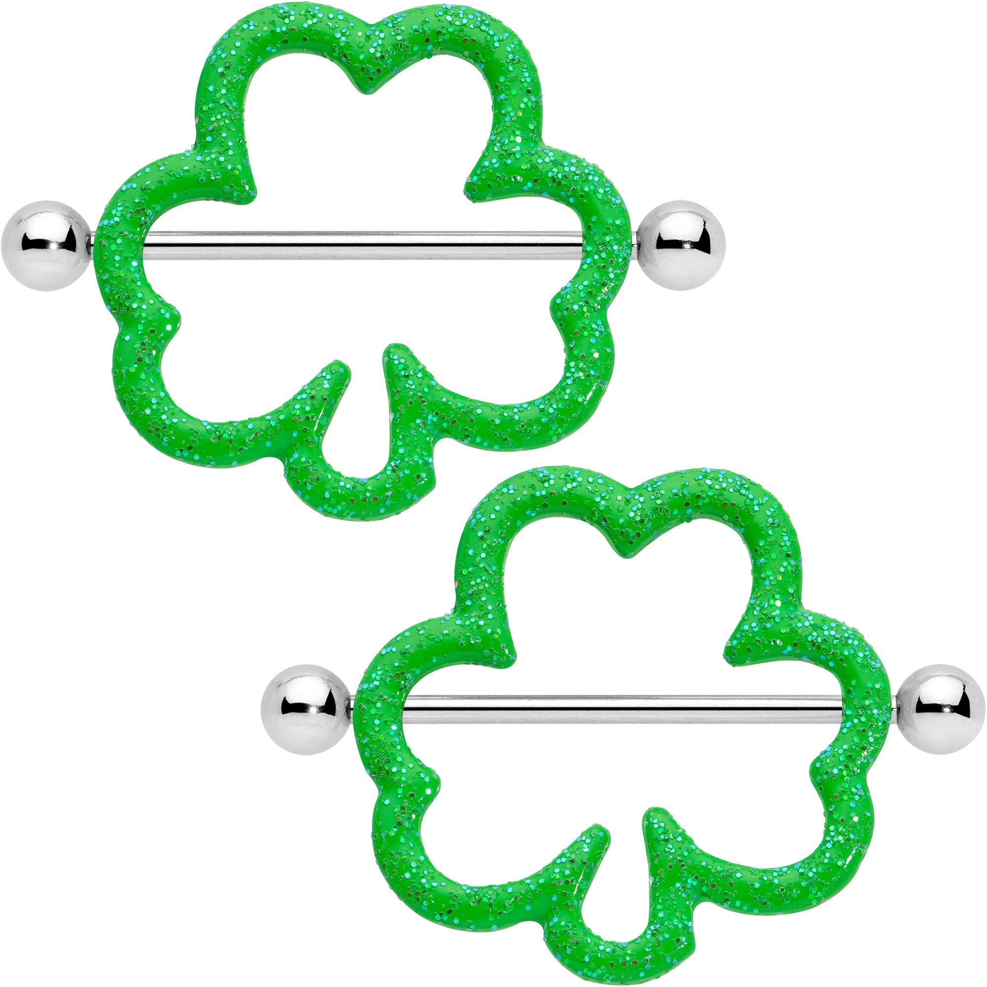 14 Gauge 1 3/16 Lucky Shamrock St Patricks Day Green Nipple Shield Set