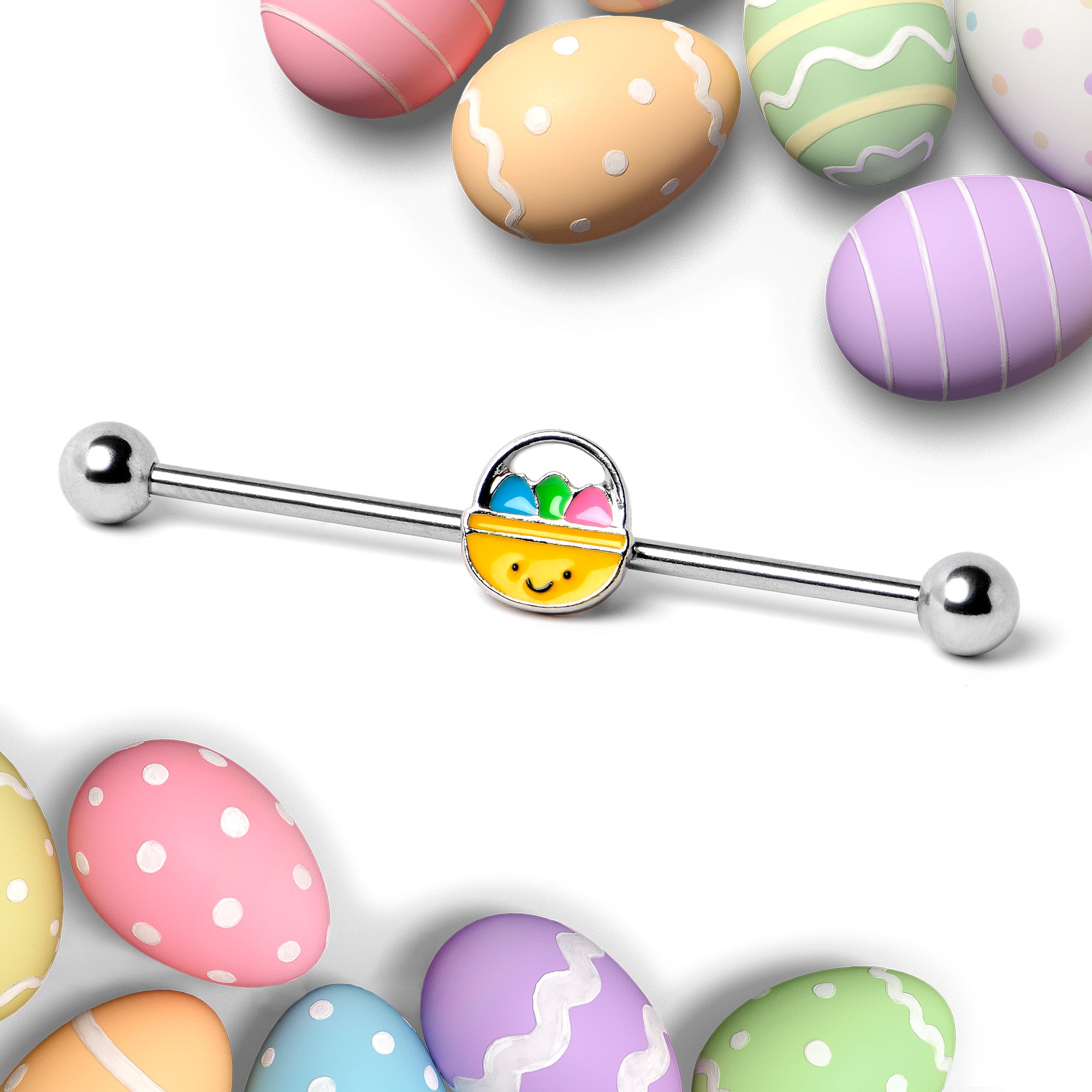 14 Gauge Celebration Easter Basket Industrial Barbell 38mm