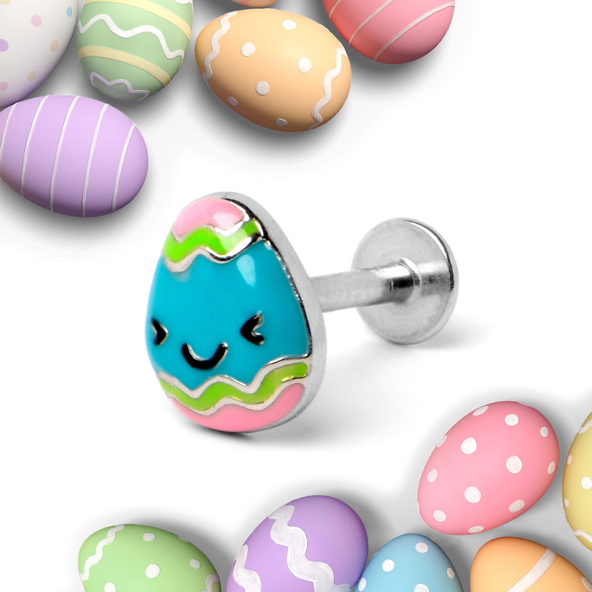 16 Gauge 5/16 Blue Celebration Easter Egg Labret Monroe Tragus