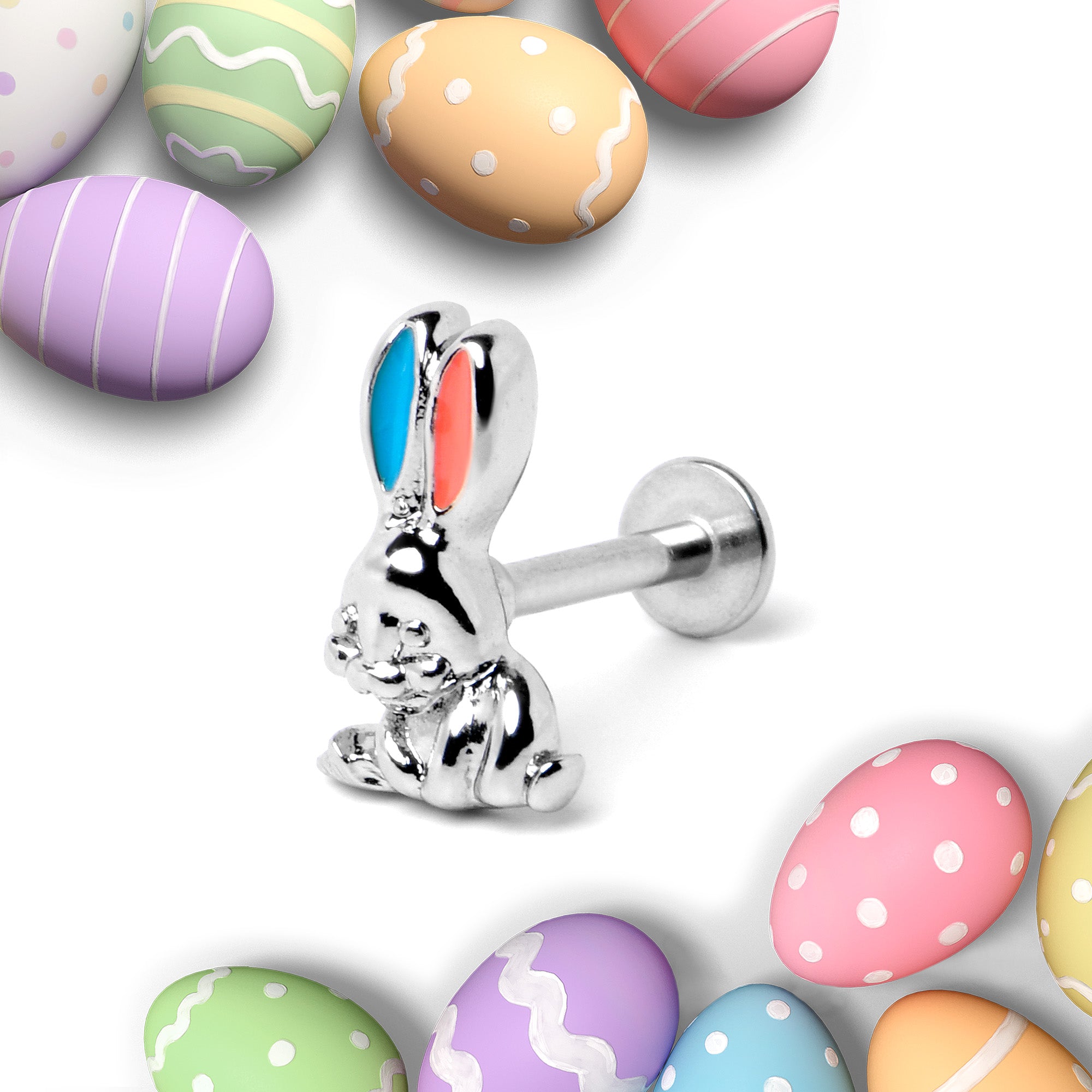 16 Gauge 5/16 Easter Bunny Red Blue Ears Labret Monroe Tragus