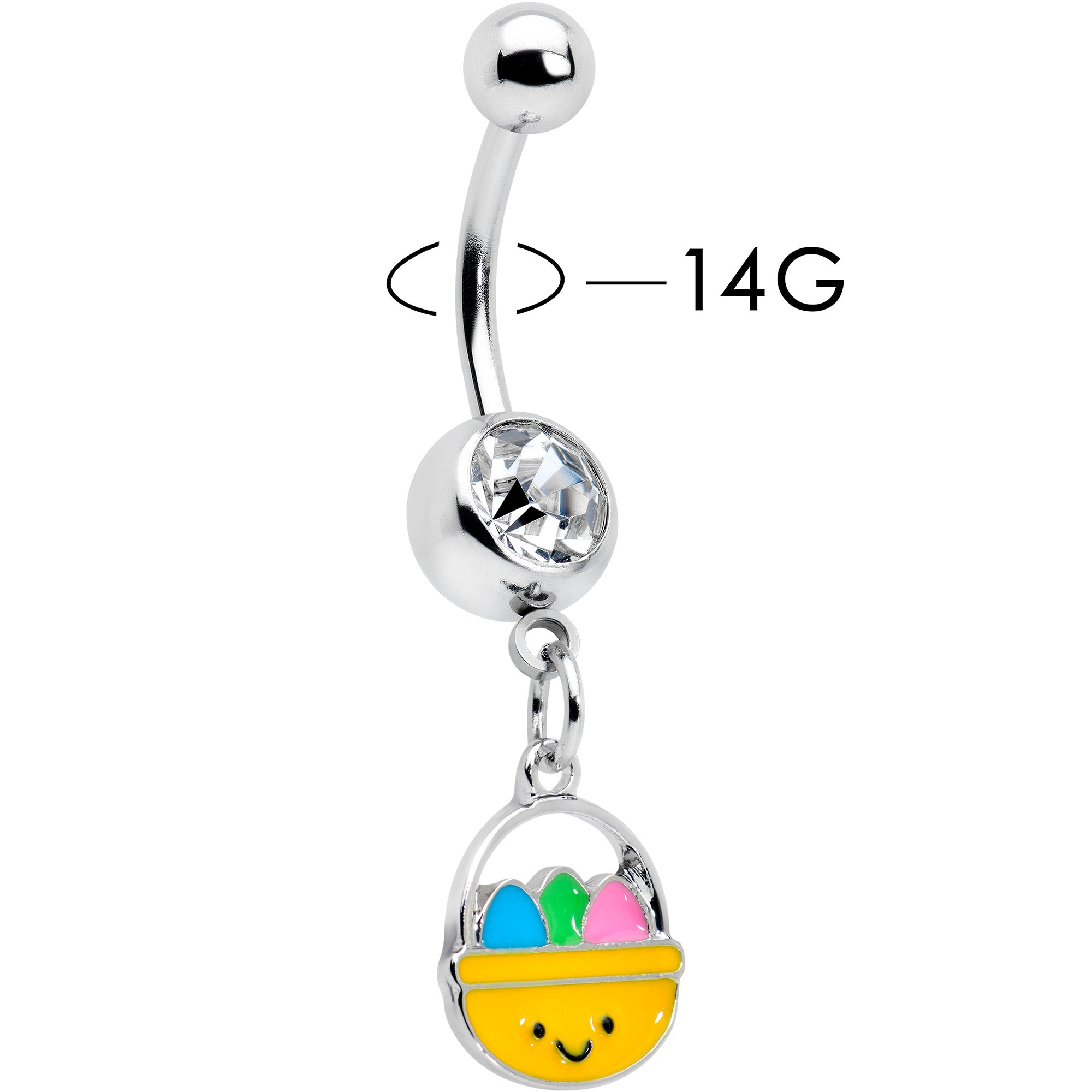 Clear Gem Celebration Easter Basket Dangle Belly Ring