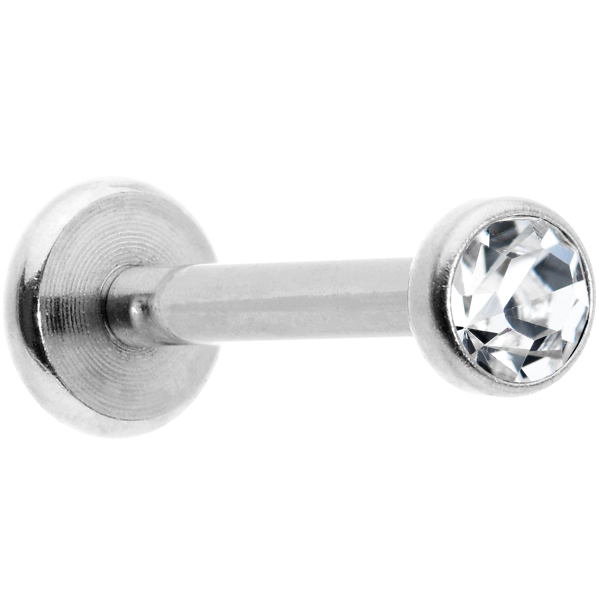 16 Gauge 5/16 Clear Gem Threadless Labret Monroe Tragus