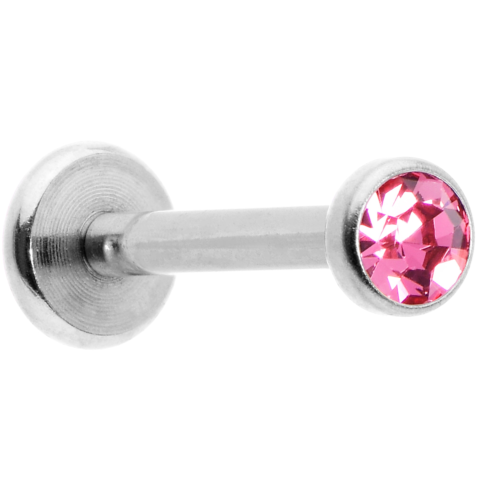 16 Gauge 5/16 Pink Gem Threadless Labret Monroe Tragus