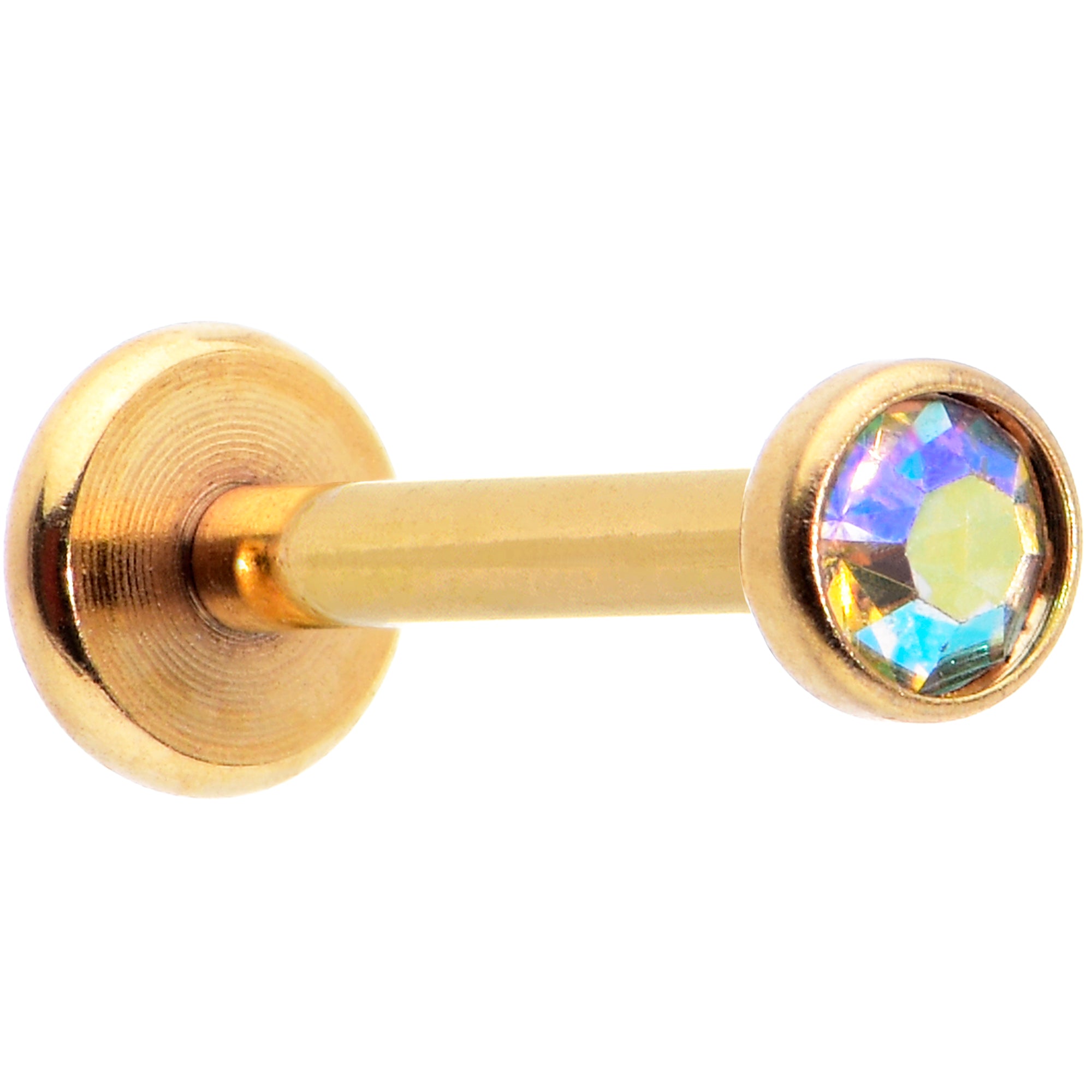 16 Gauge 5/16 Aurora Gem Gold Tone Threadless Labret Monroe Tragus