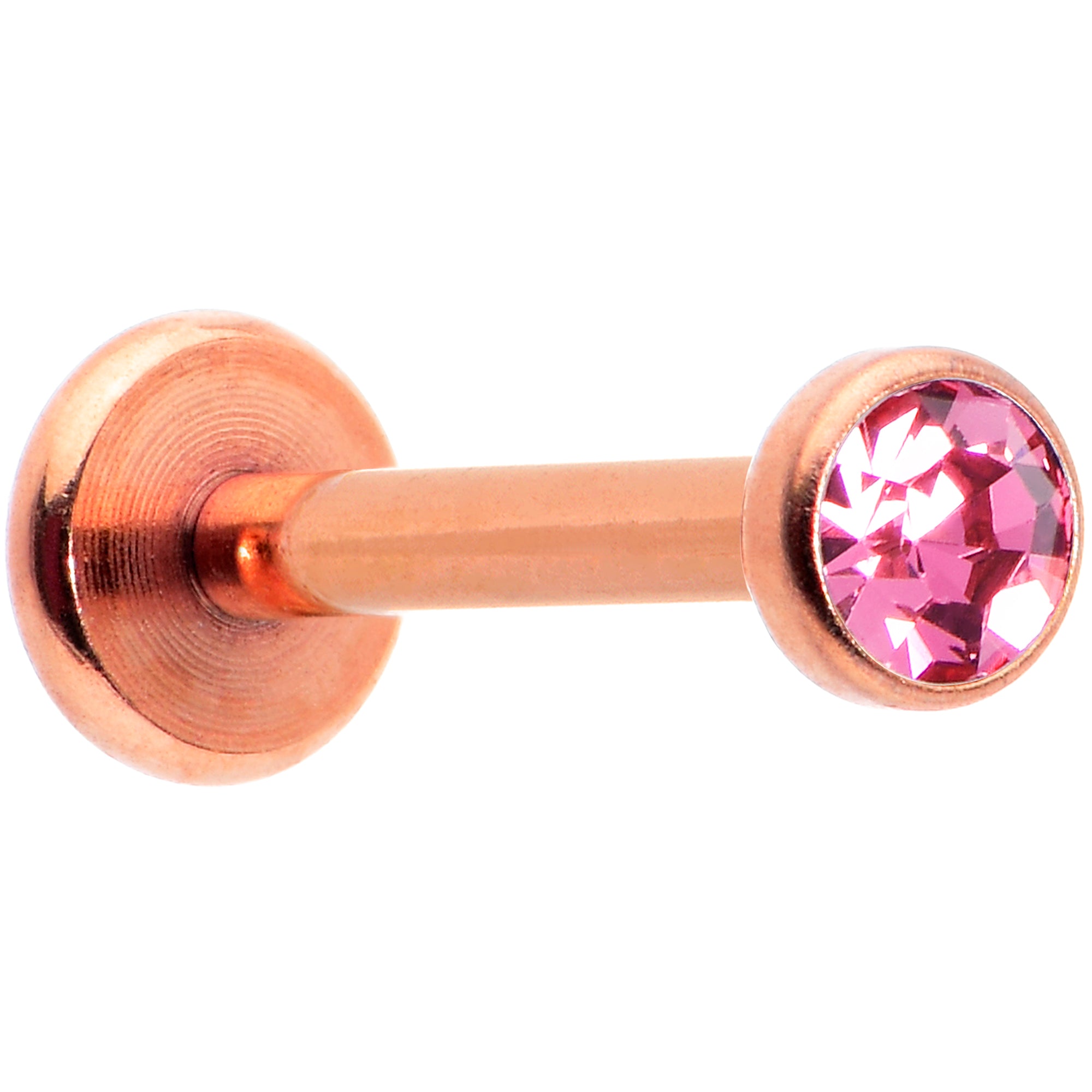 16 Gauge 5/16 Pink Gem Rose Gold Tone Threadless Labret Monroe Tragus