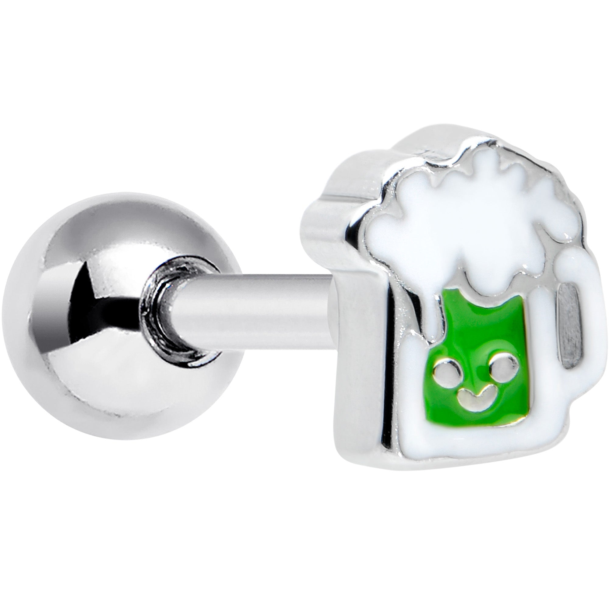 16 Gauge 1/4 Sweet Happy Green Beer St Patricks Cartilage Tragus Earring