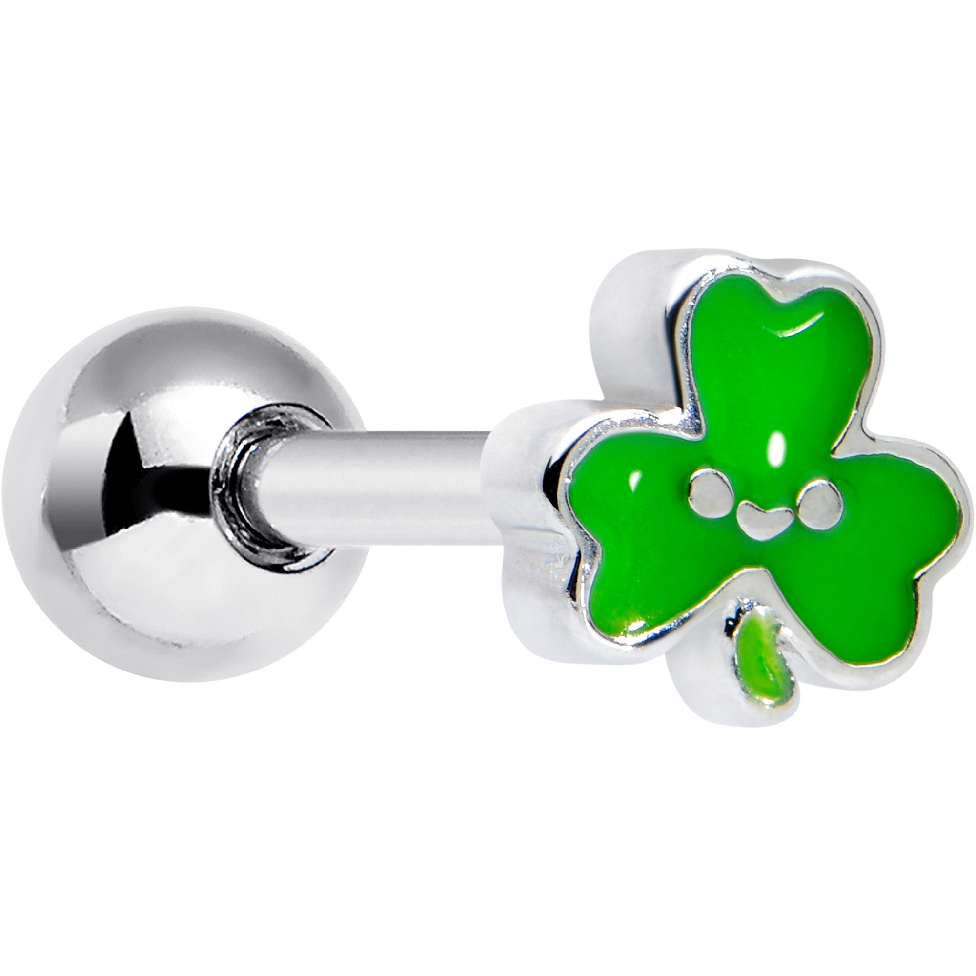 16 Gauge 1/4 Sweet Happy Shamrock St Patricks Cartilage Tragus Earring