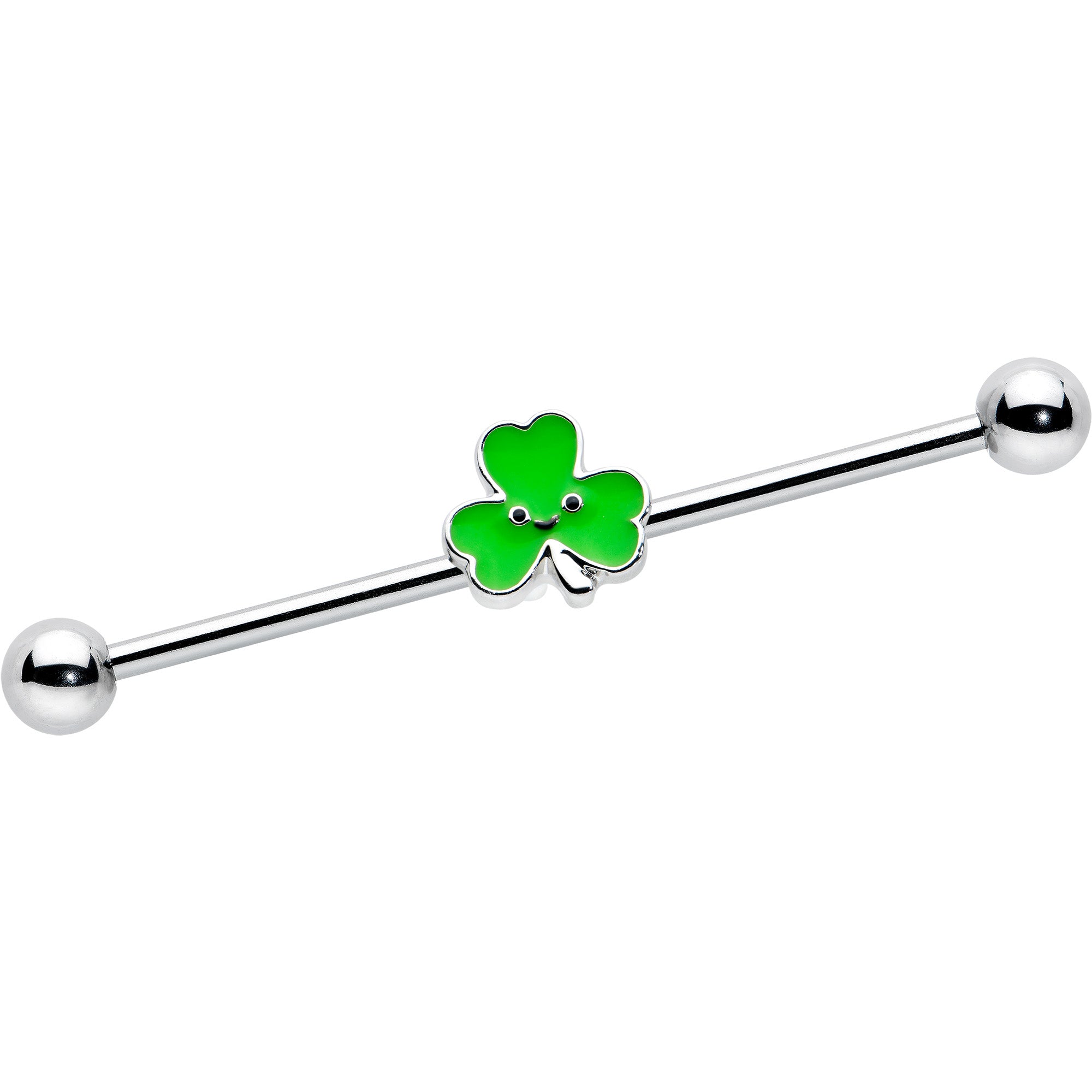 14 Gauge Sweet Happy Shamrock St Patricks Industrial Barbell 38mm