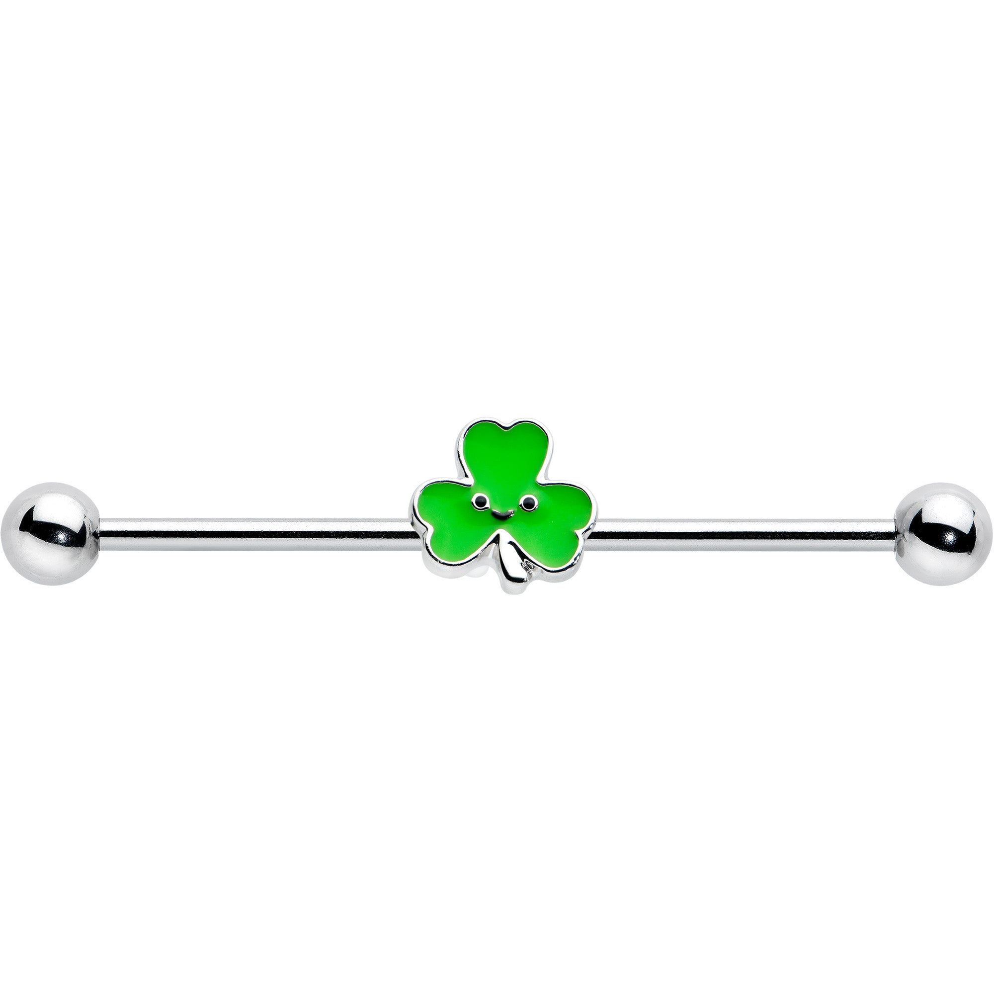 14 Gauge Sweet Happy Shamrock St Patricks Industrial Barbell 38mm