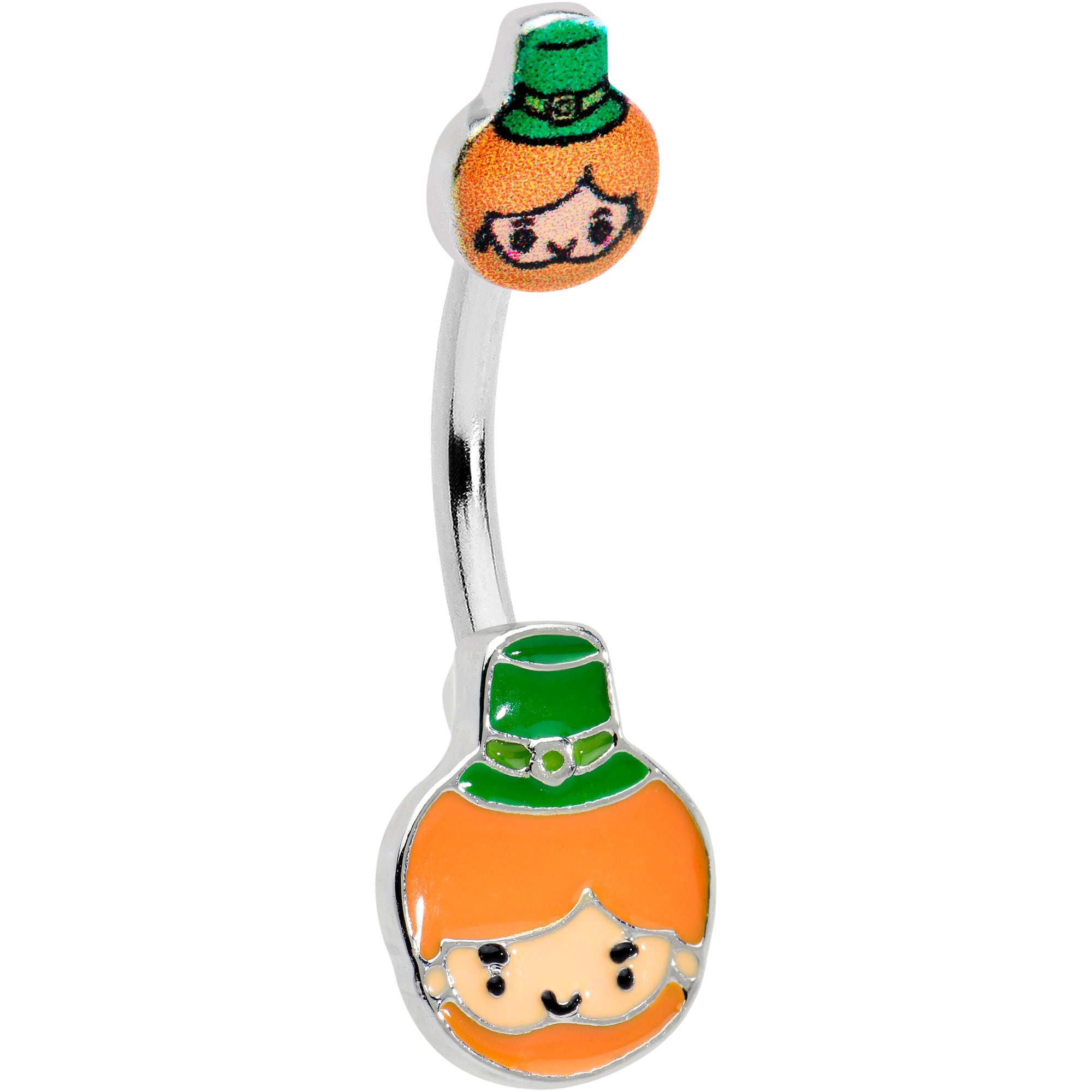 Sweet Happy Leprechaun St Patricks Day Double Mount Belly Ring