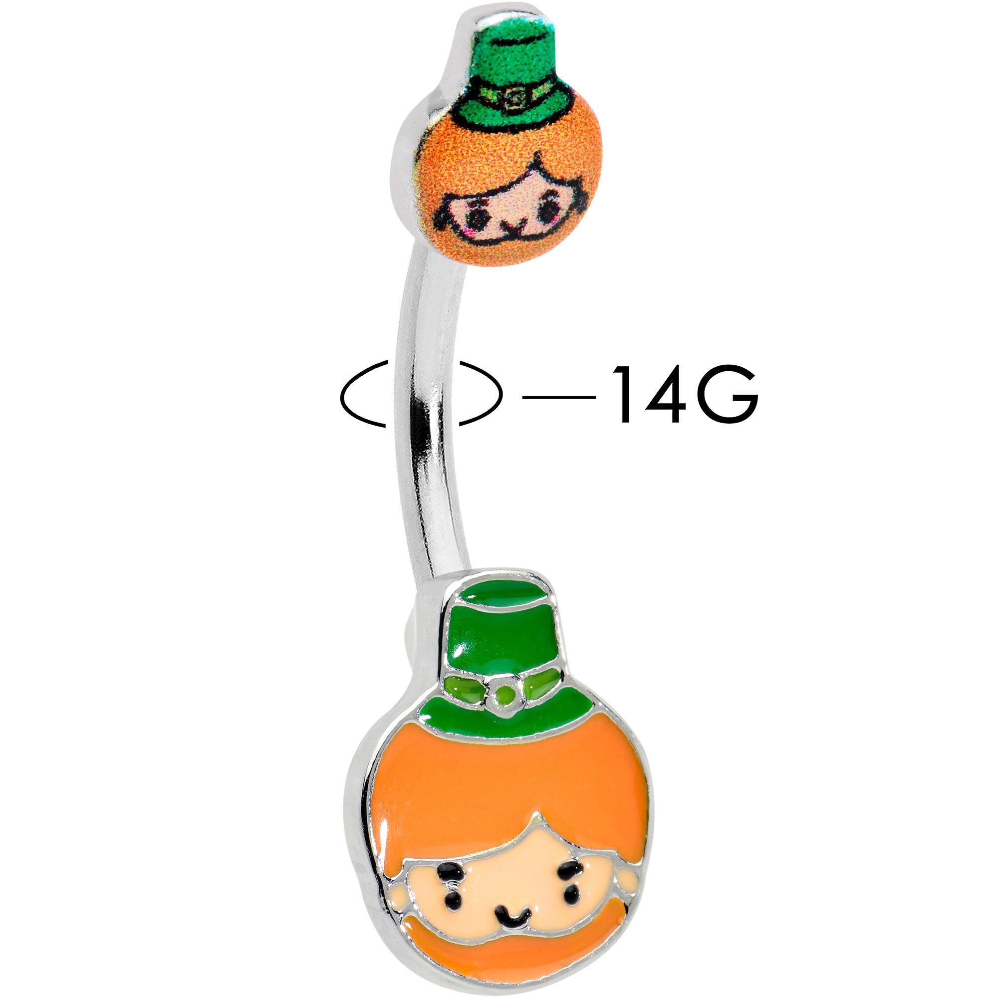 Sweet Happy Leprechaun St Patricks Day Double Mount Belly Ring