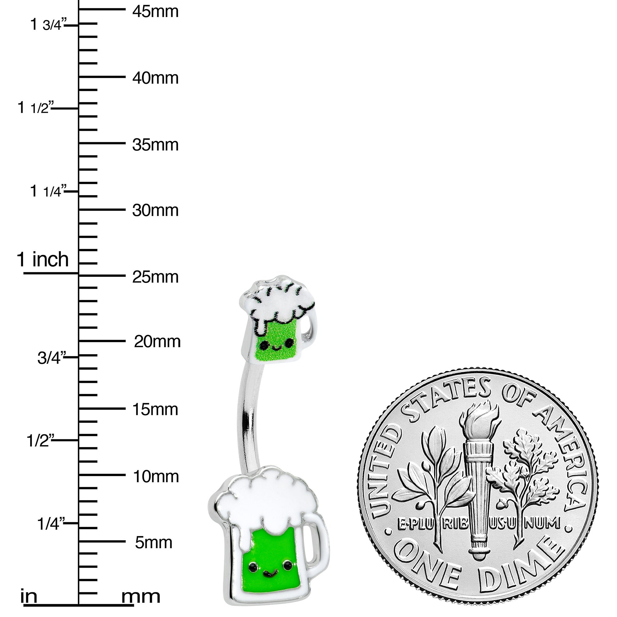 Sweet Happy Green Beer St Patricks Day Double Mount Belly Ring