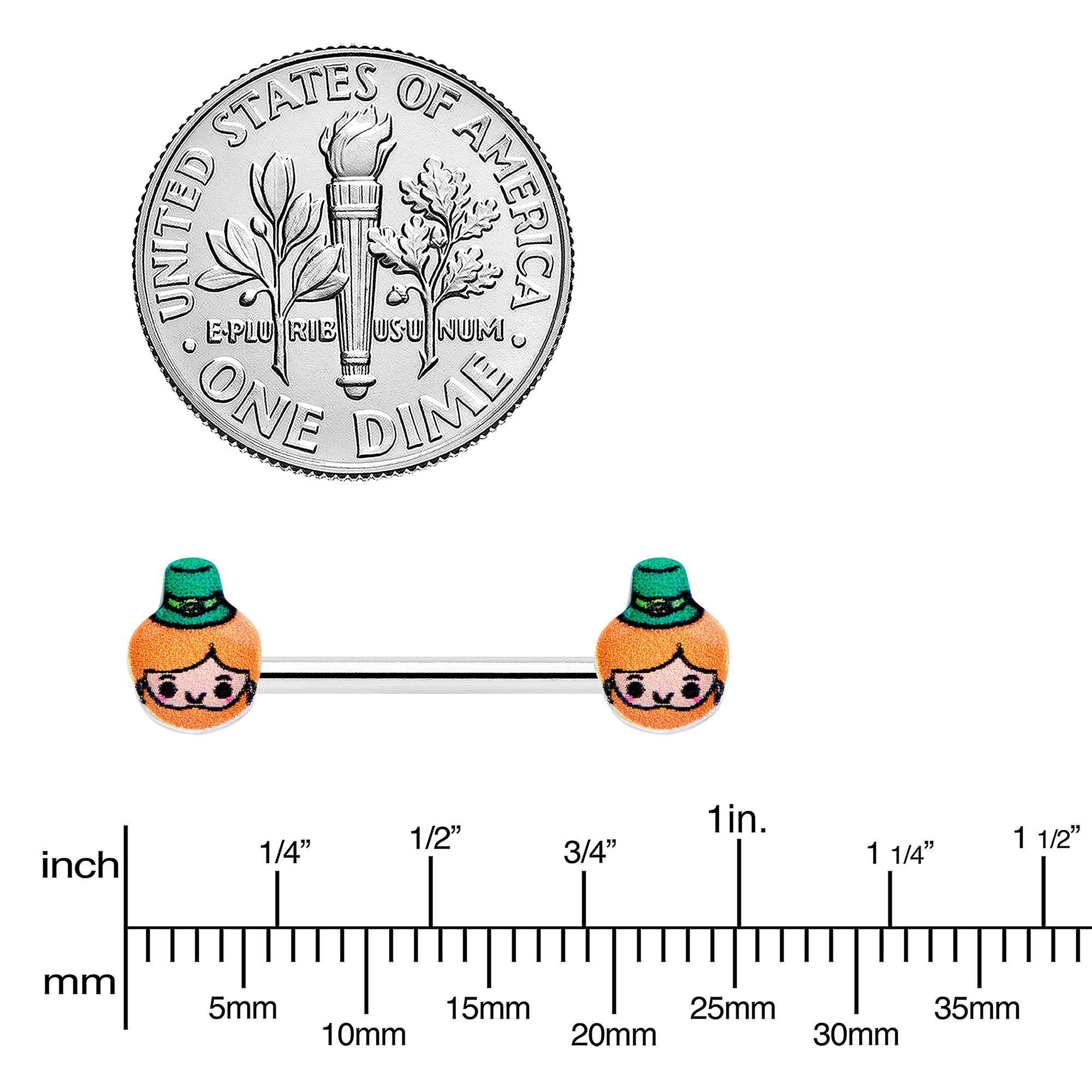 14 Gauge 9/16 Sweet Happy Leprechaun St Patricks Day Nipple Ring Set