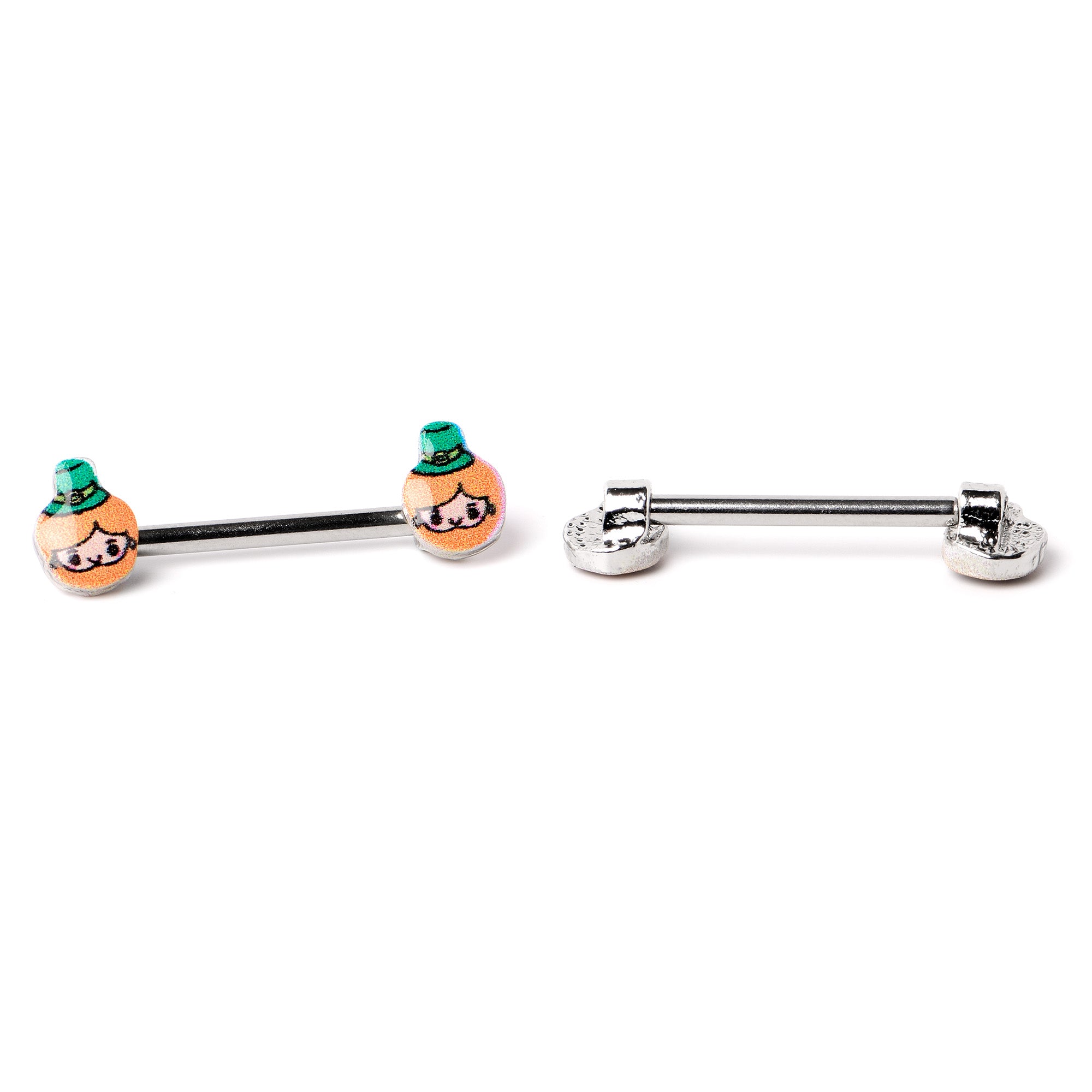 14 Gauge 9/16 Sweet Happy Leprechaun St Patricks Day Nipple Ring Set