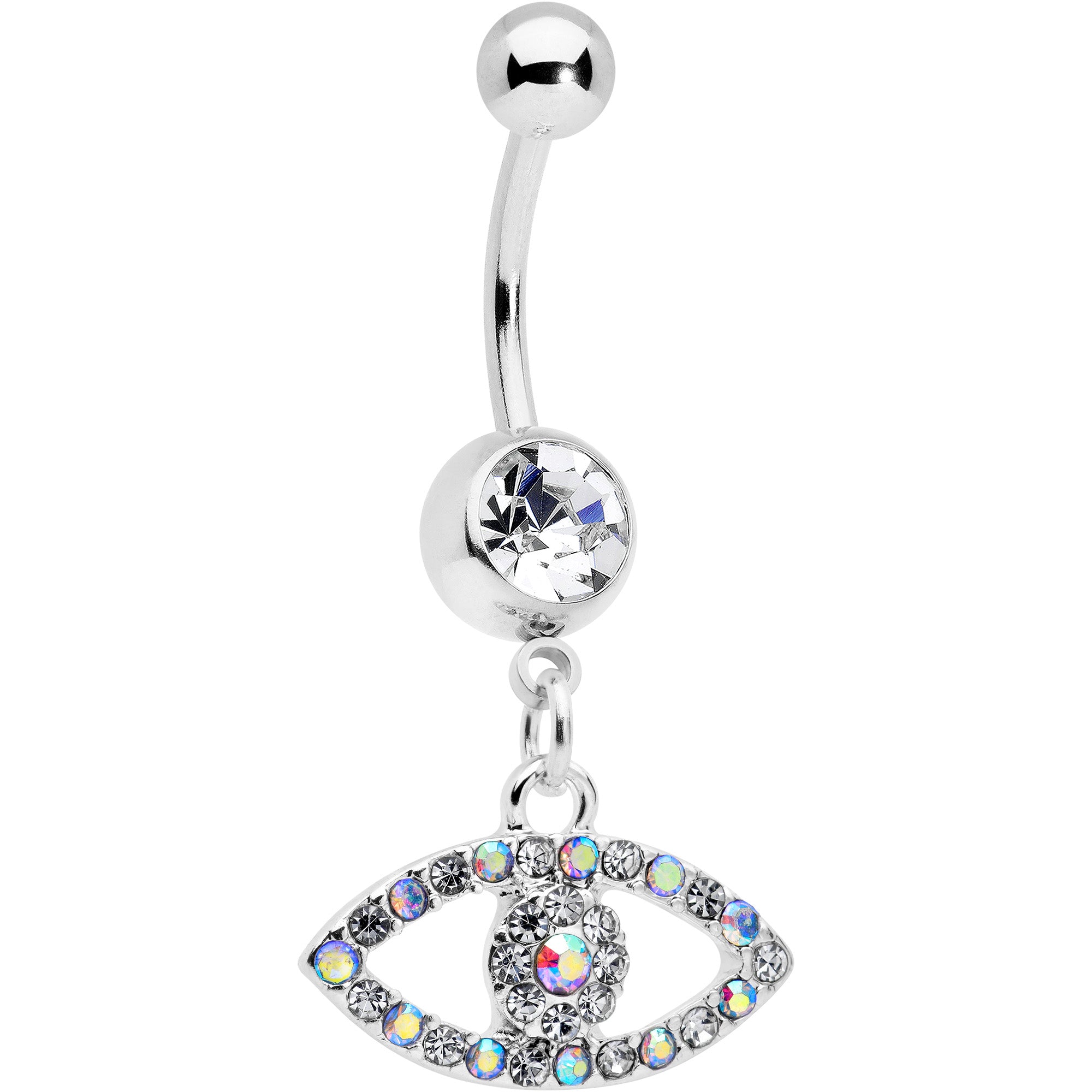 Aurora Clear Gem Wide Eye Dangle Belly Ring