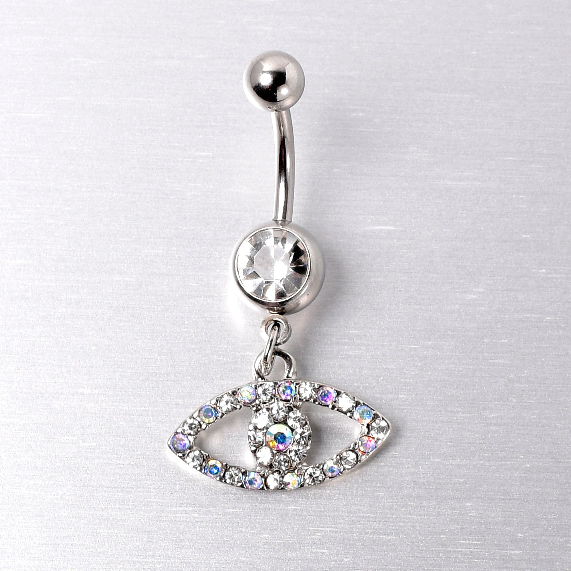 Aurora Clear Gem Wide Eye Dangle Belly Ring