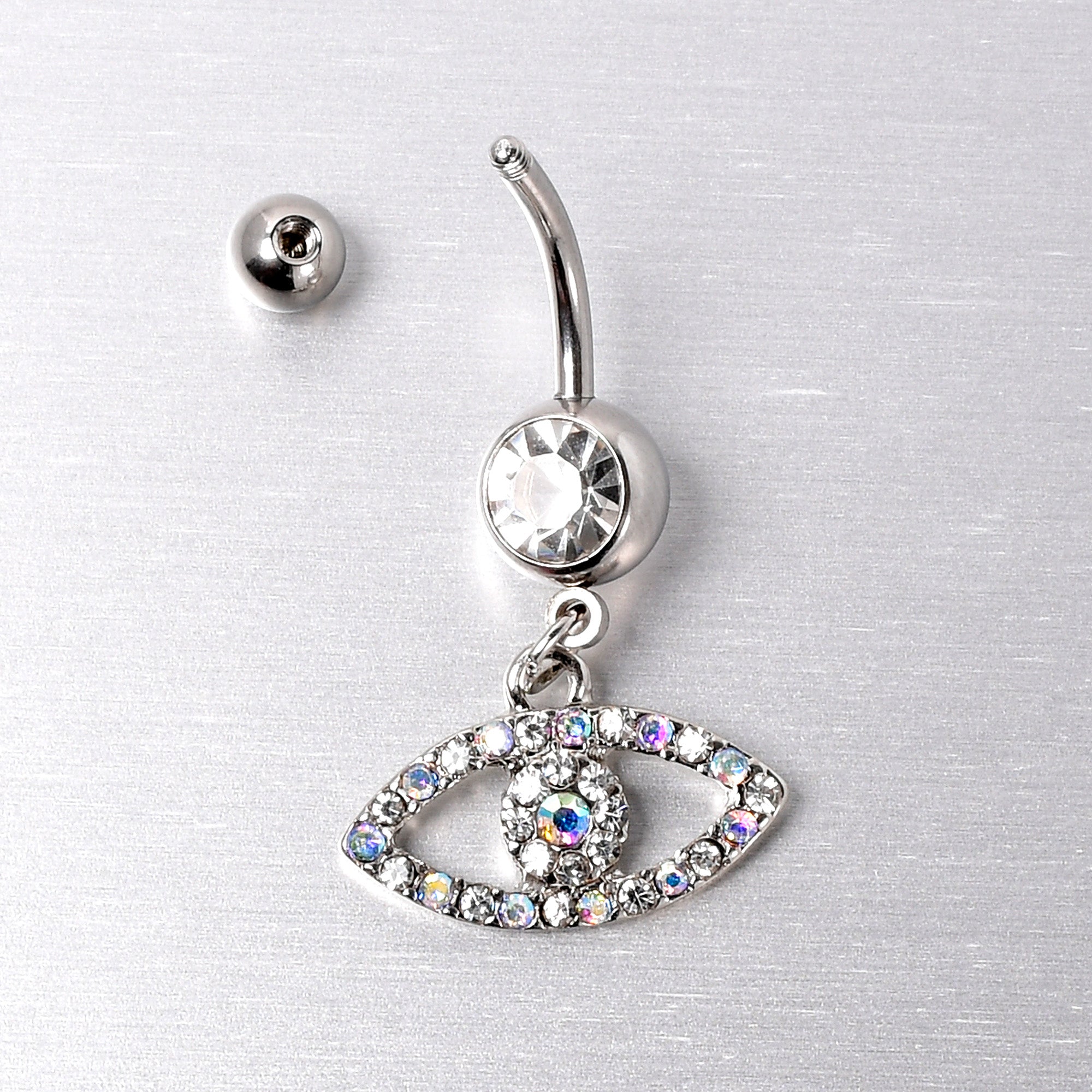 Aurora Clear Gem Wide Eye Dangle Belly Ring