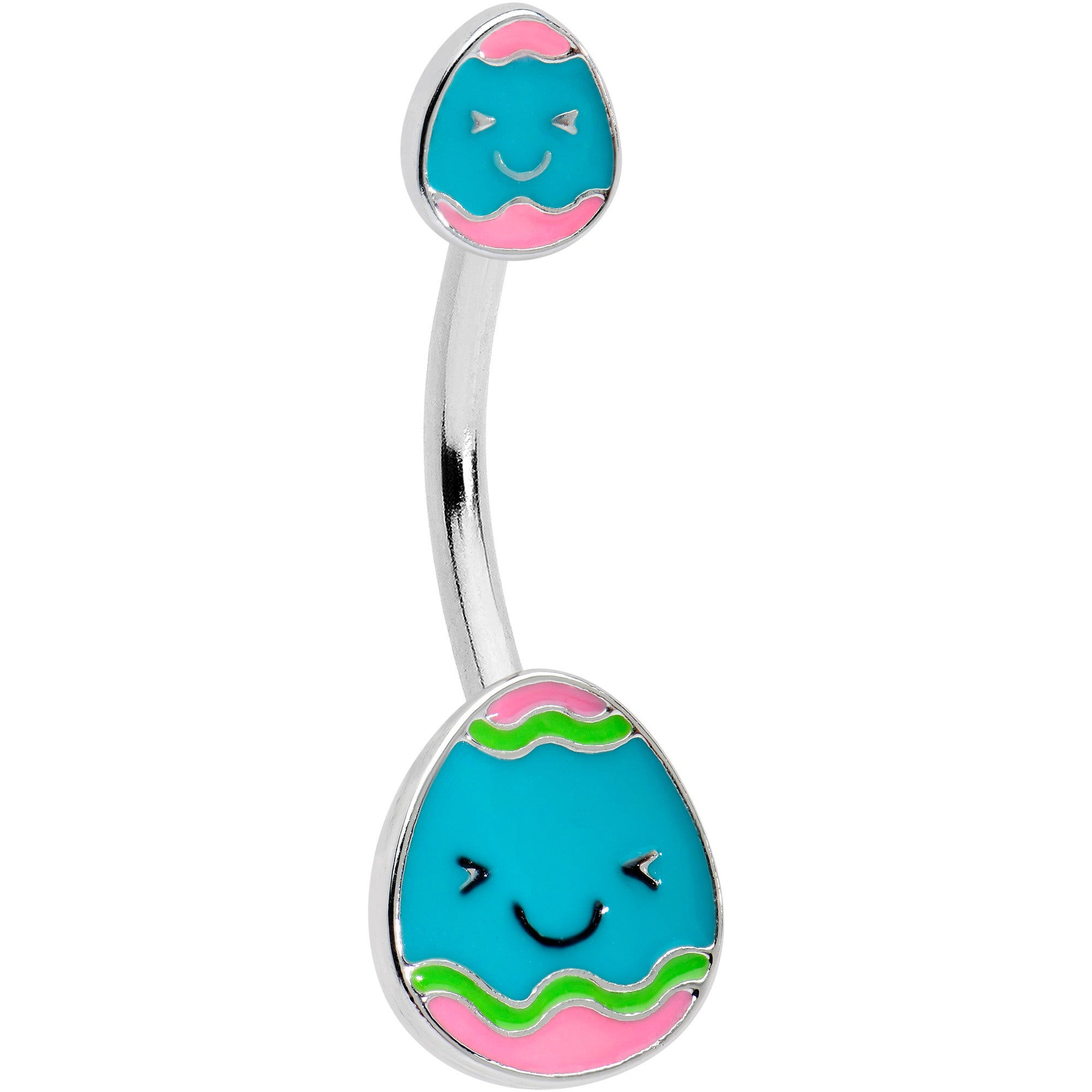 Blue Pink Celebration Easter Egg Double Mount Belly Ring