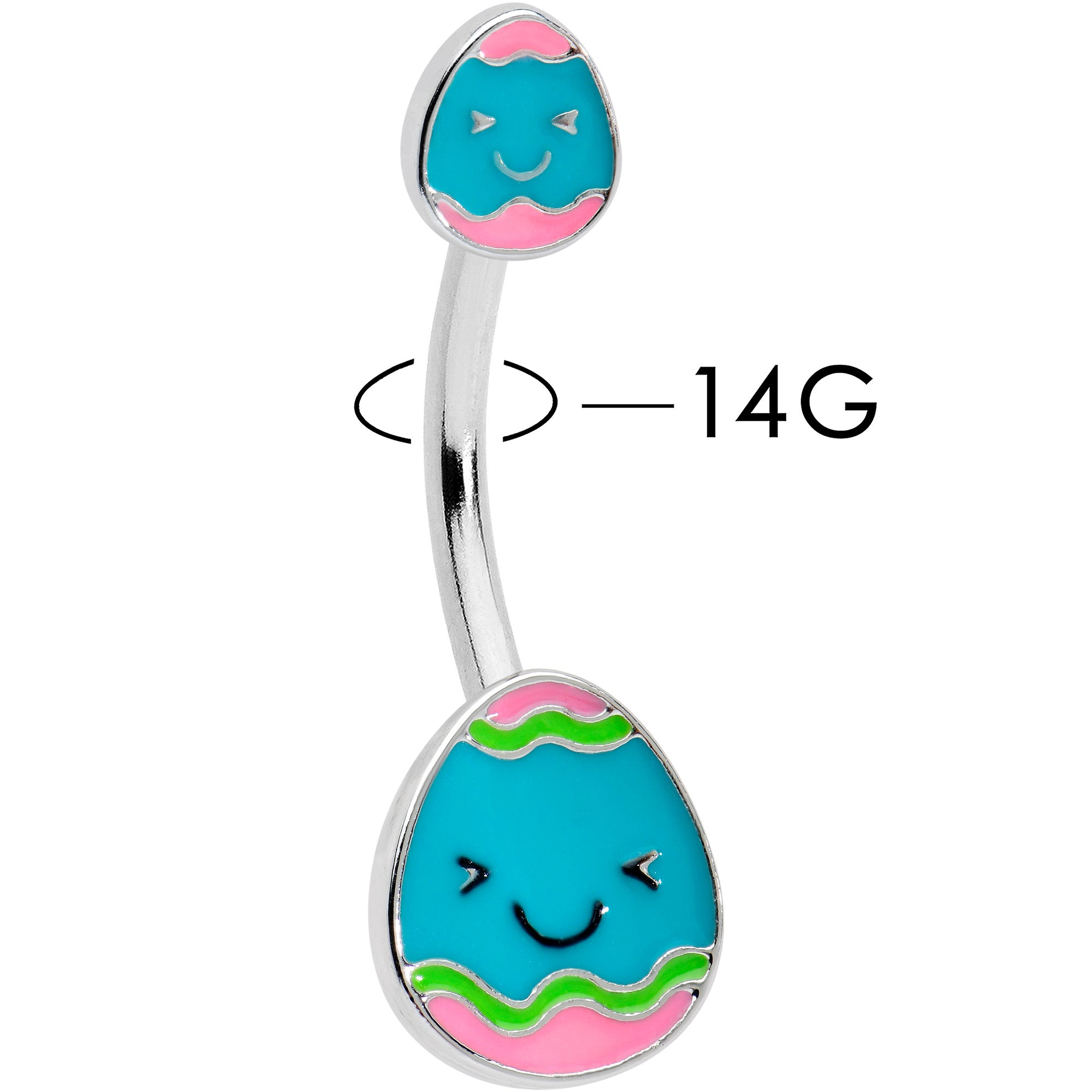 Blue Pink Celebration Easter Egg Double Mount Belly Ring