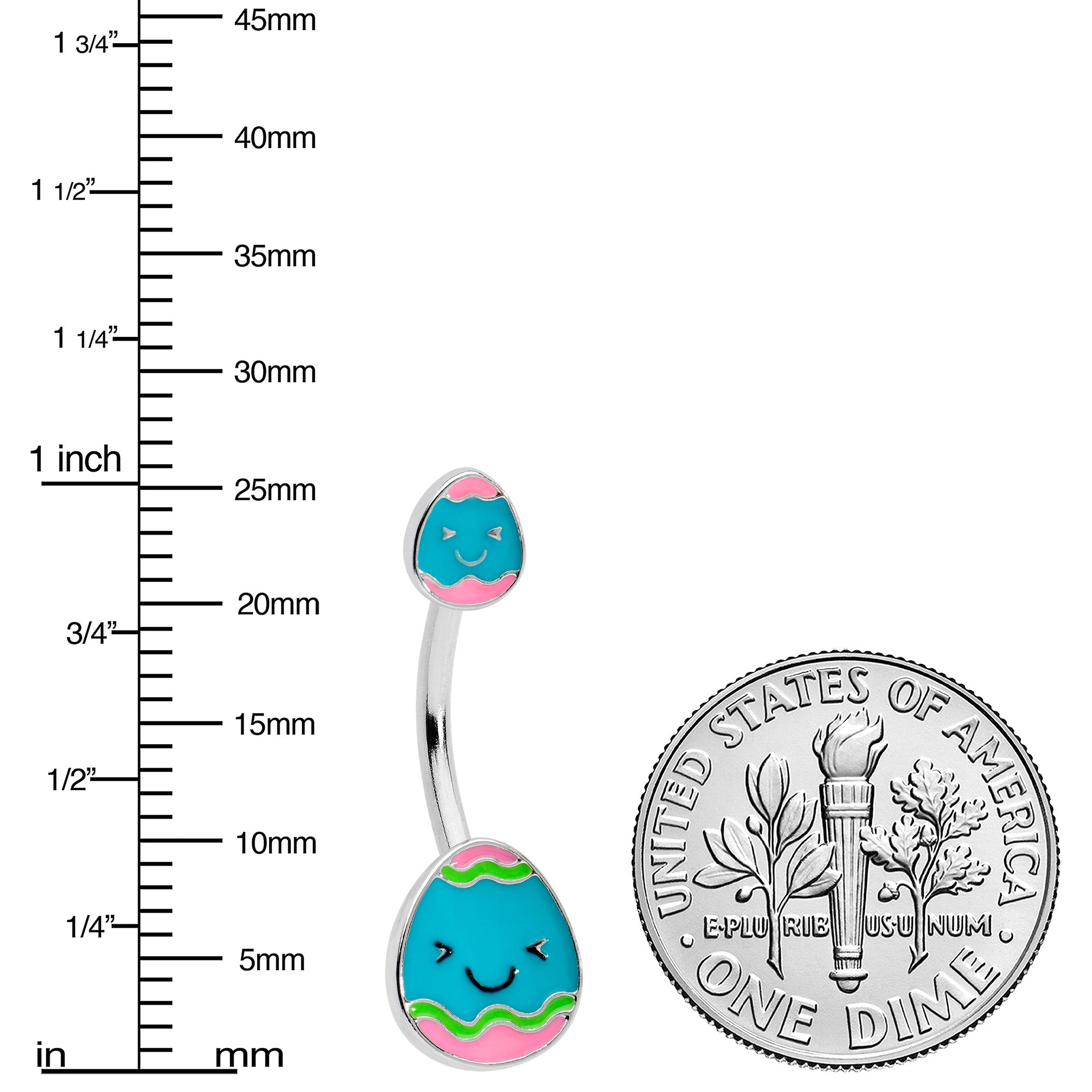 Blue Pink Celebration Easter Egg Double Mount Belly Ring