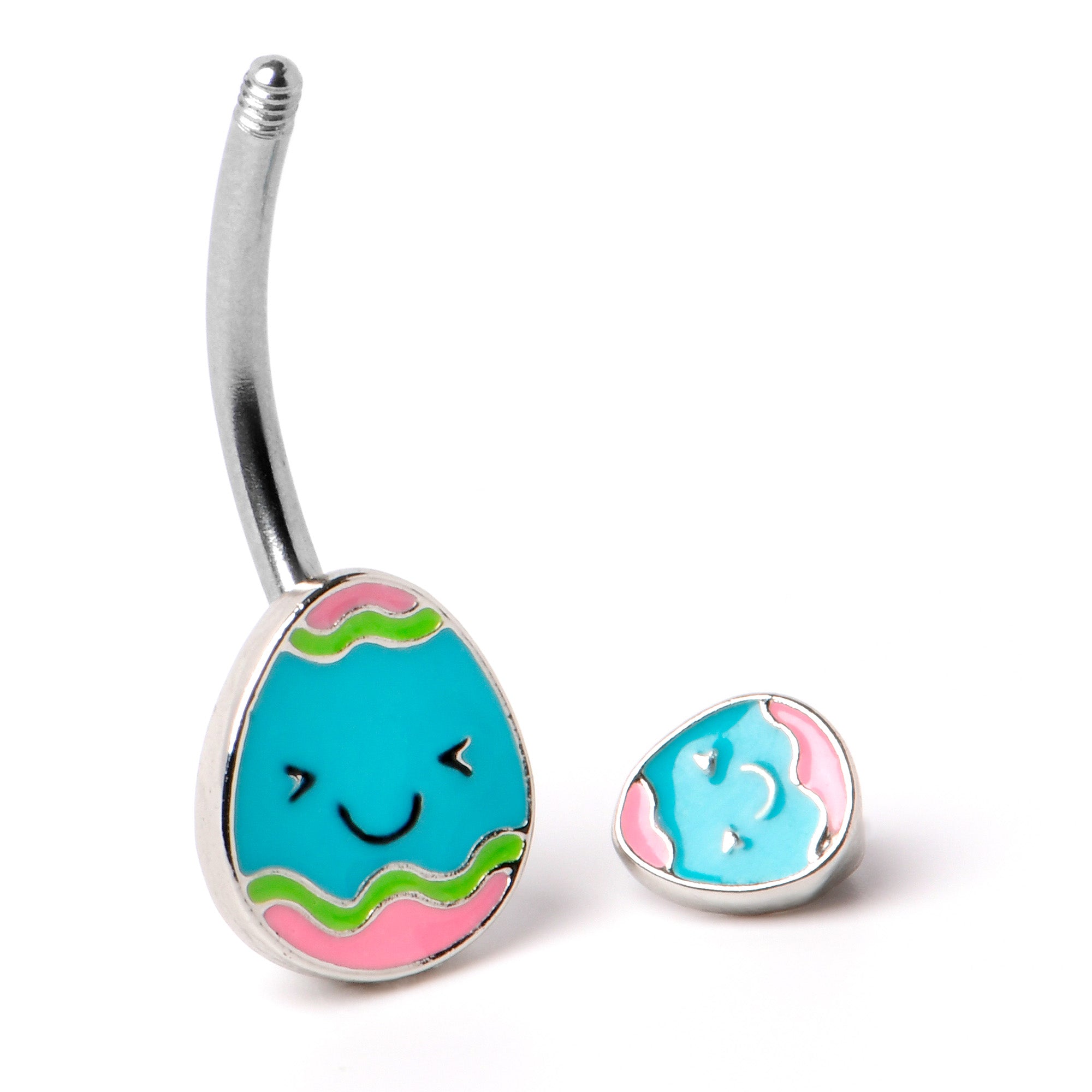 Blue Pink Celebration Easter Egg Double Mount Belly Ring