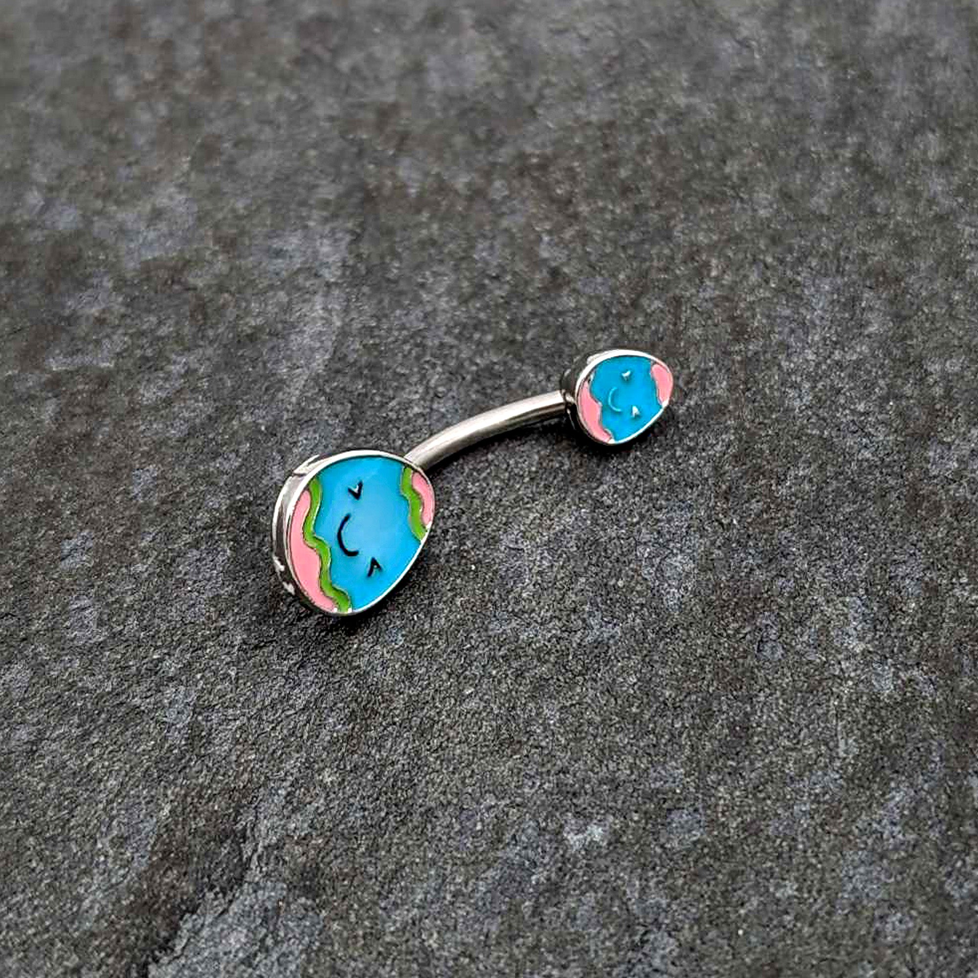 Blue Pink Celebration Easter Egg Double Mount Belly Ring