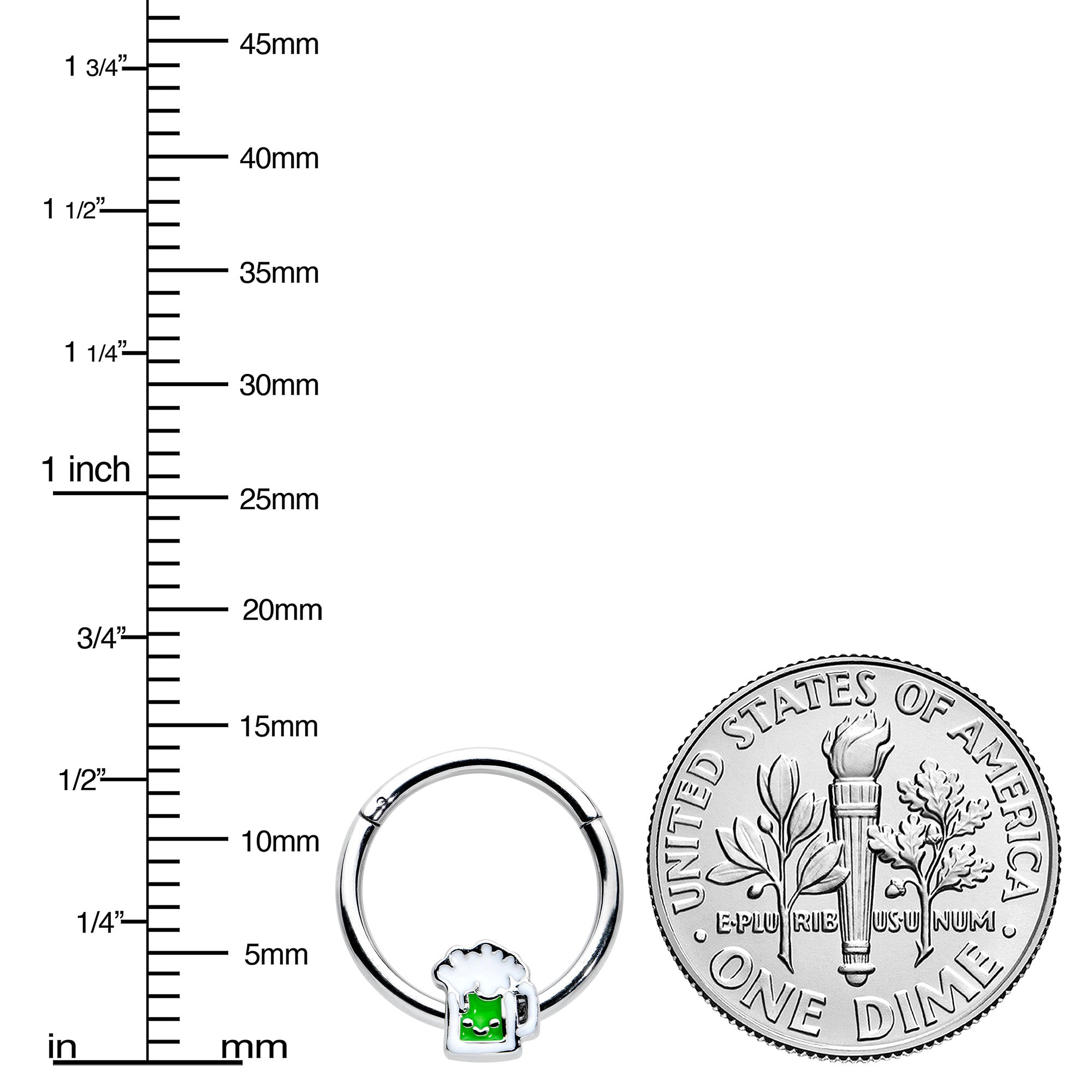 16 Gauge 3/8 Sweet Happy Green Beer St Patricks Hinged Segment Ring