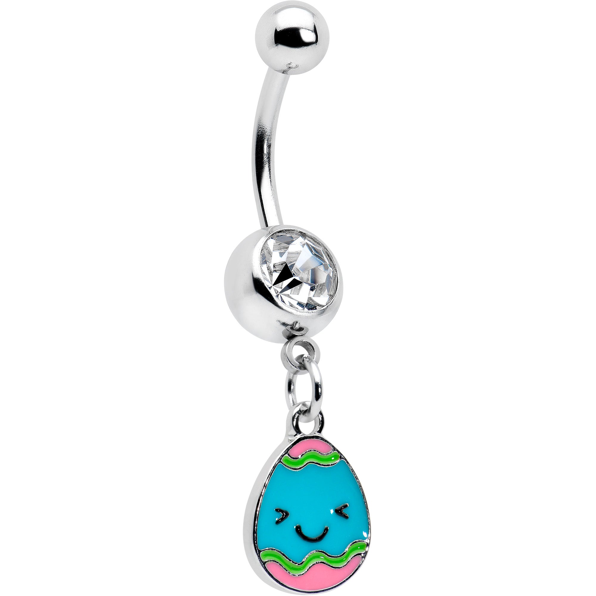 Clear Gem Celebration Easter Egg Dangle Belly Ring