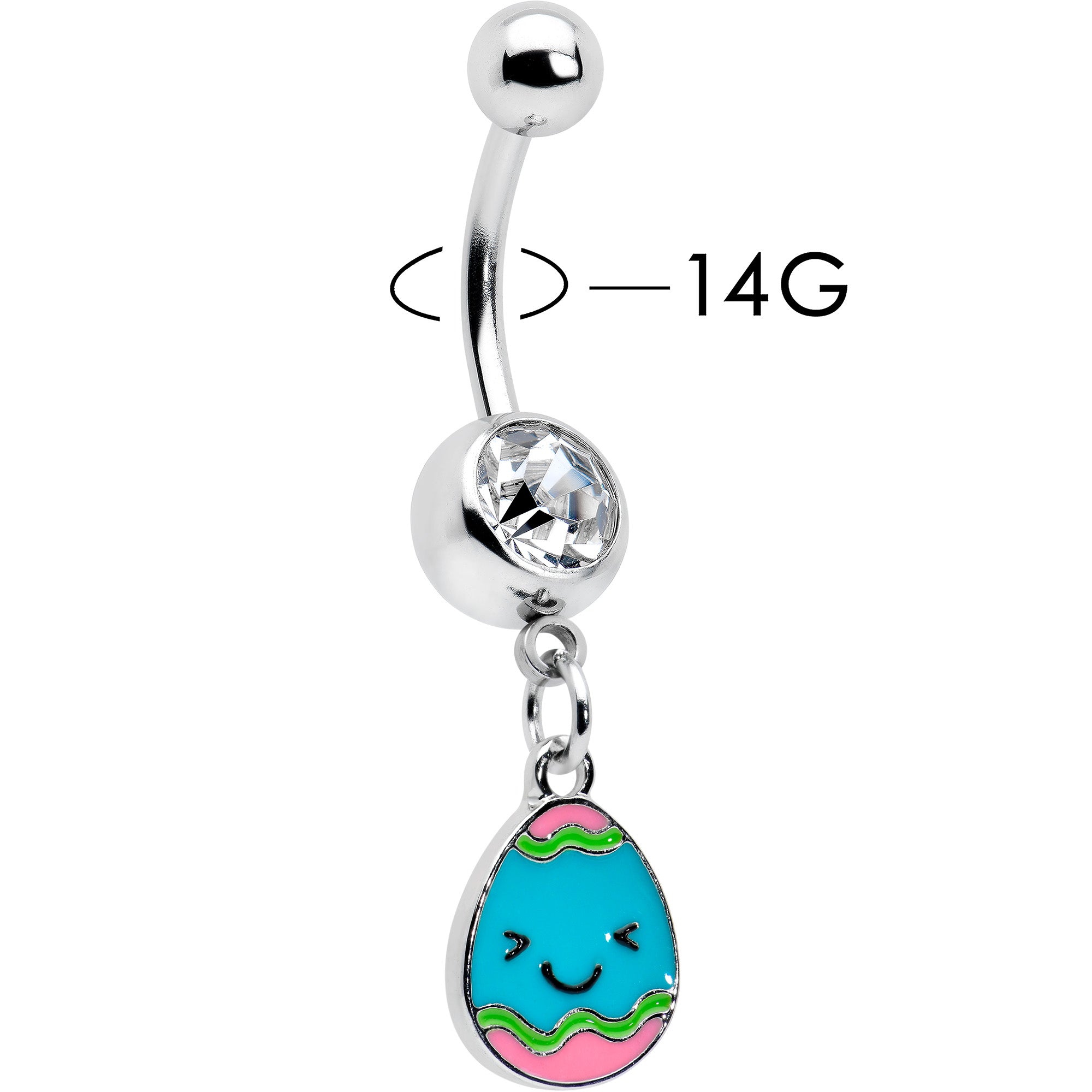 Clear Gem Celebration Easter Egg Dangle Belly Ring